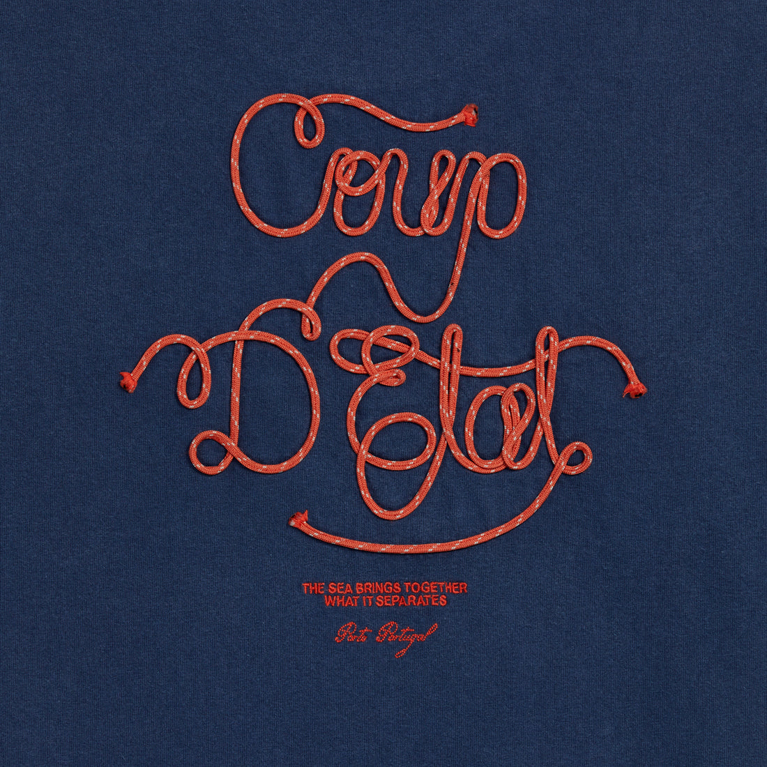 Sailing Rope Tee in Nacy - Back embroidery in Orange - Coup D'État Portugal