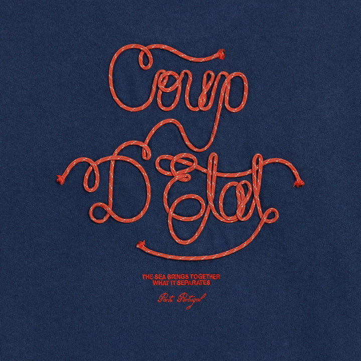 Sailing Rope Tee in Nacy - Back embroidery in Orange - Coup D'État Portugal