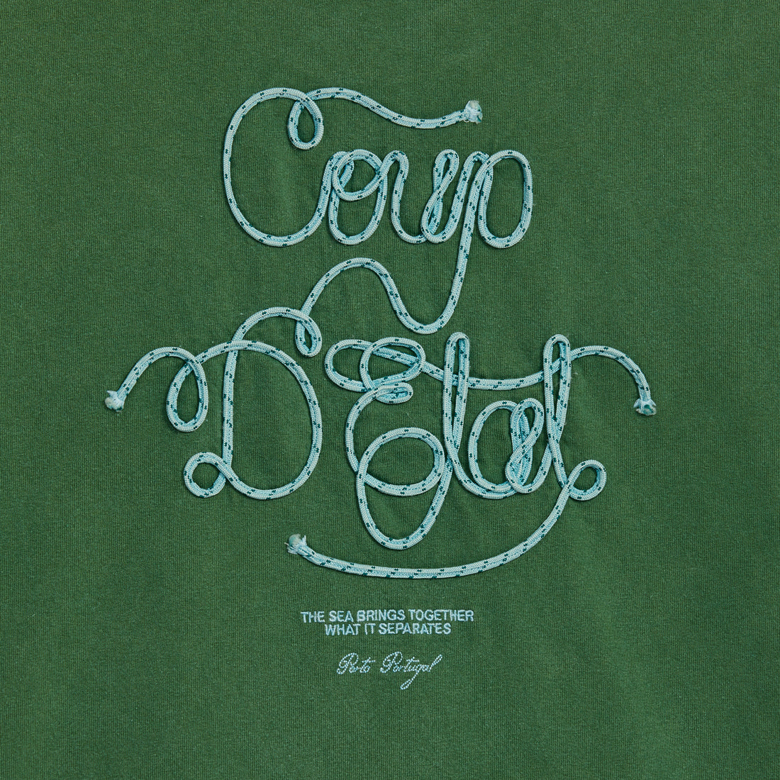 Sailing Rope Tee in Green - Baby Blue embroidery - Coup D'État Portugal