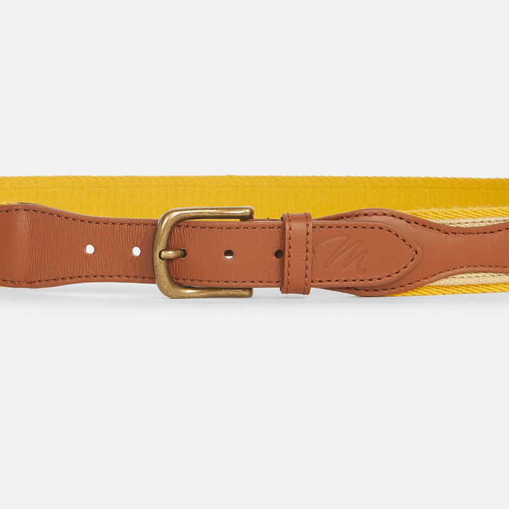 Canva Belt in Yellow - Leather and Canva - Coup D'État and Matize Golf collaboration - Portugal