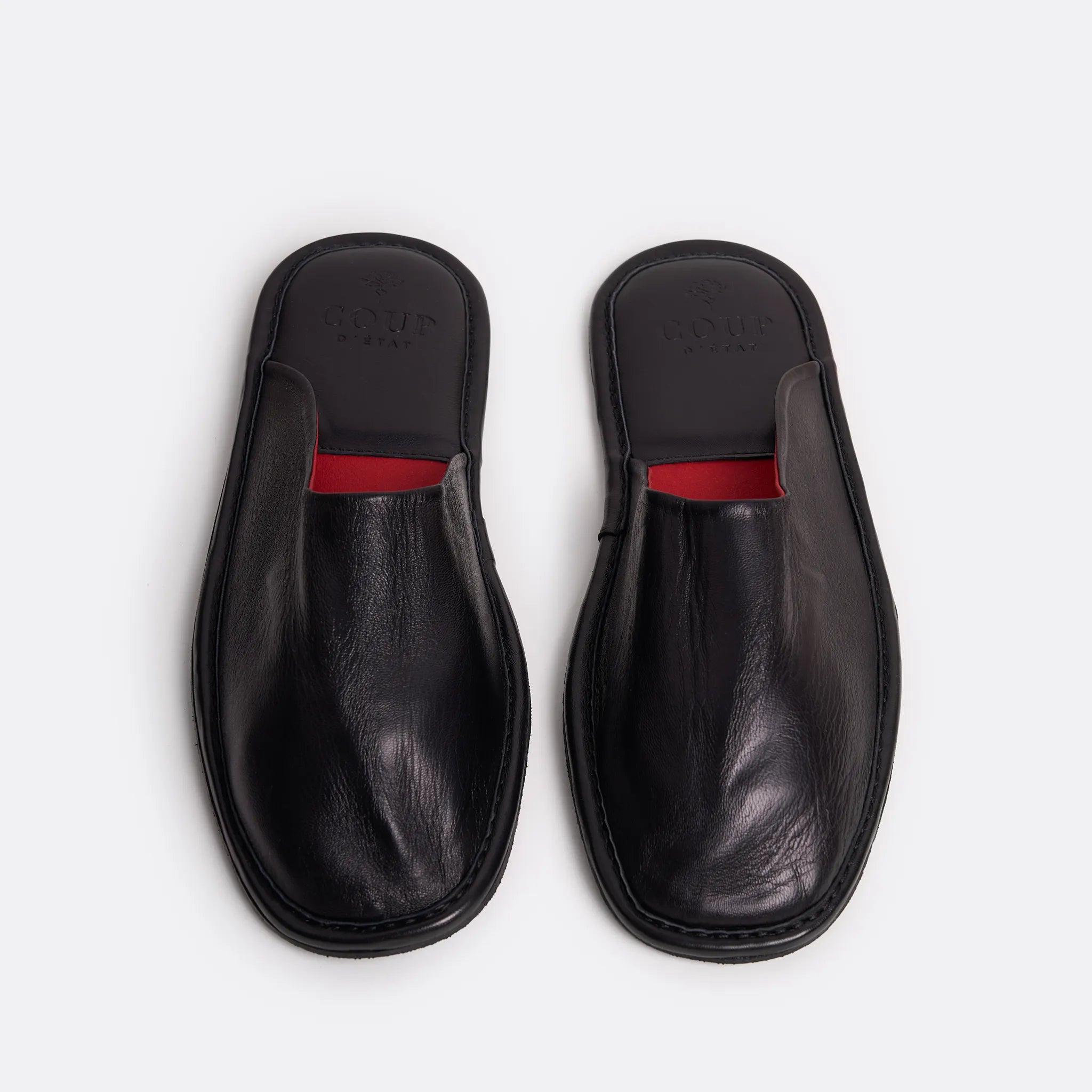 Bedroom Slippers in Black - Handcrafted Leather - Coup D'État Portugal