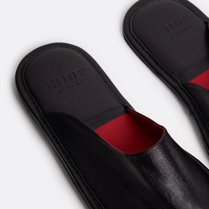 Bedroom Slippers in Black - Handcrafted Leather - Coup D'État Portugal
