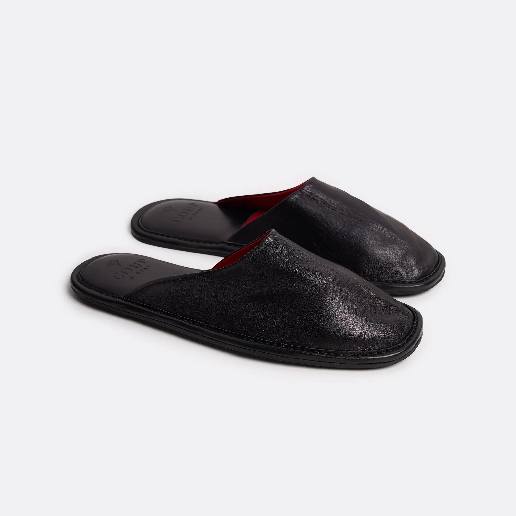 Bedroom Slippers in Black - Handcrafted Leather - Coup D'État Portugal
