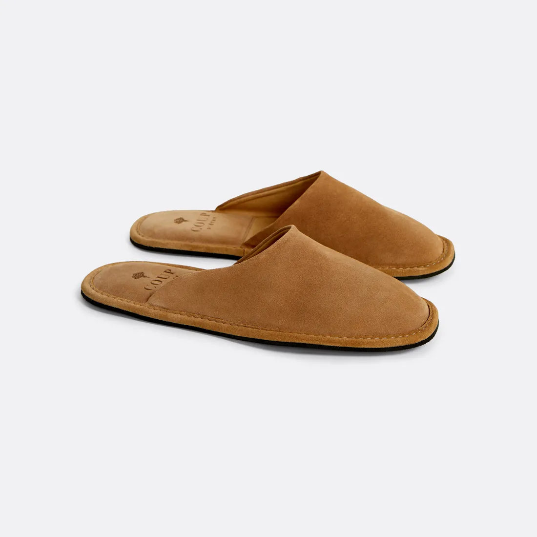 Bedroom slippers in Camel Brown - Handcrafted Suede - Coup D'État Portugal