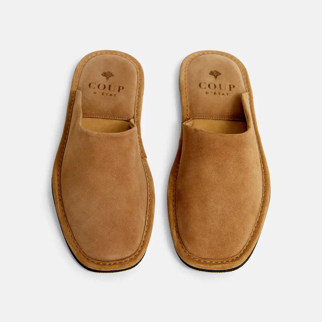 Bedroom slippers in Camel Brown - Handcrafted Suede - Coup D'État Portugal