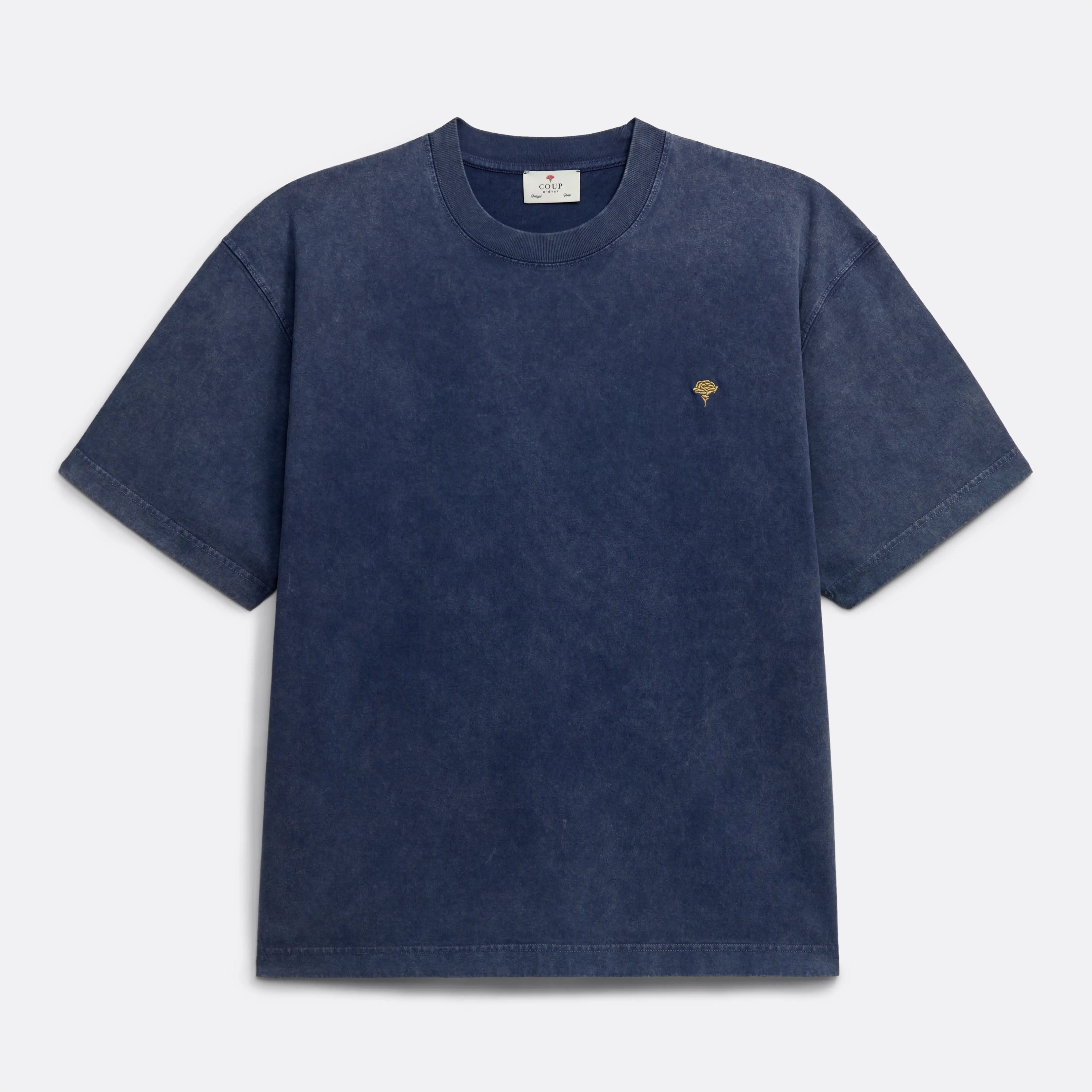 Oversize T-Shirt in washed Navy Blue - Back print - Coup D'État Portugal