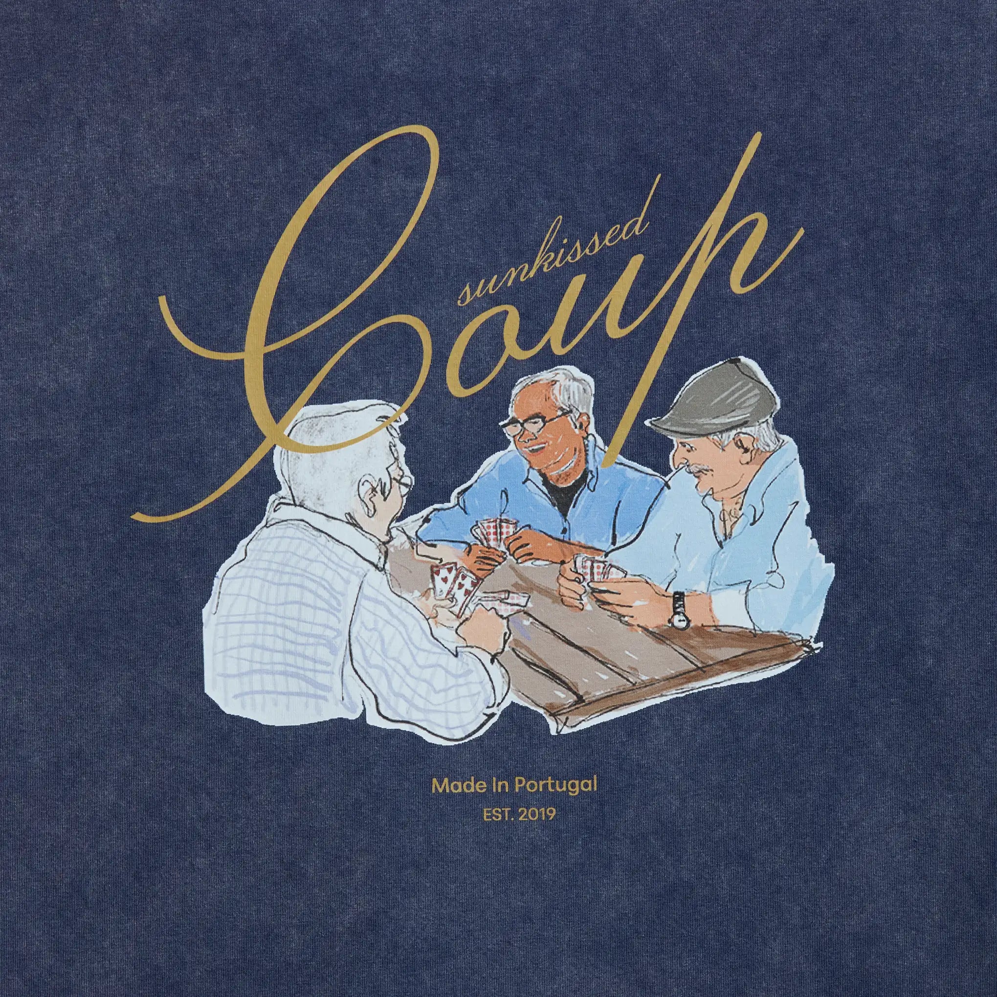 Oversize T-Shirt in washed Navy Blue - Back print - Coup D'État Portugal