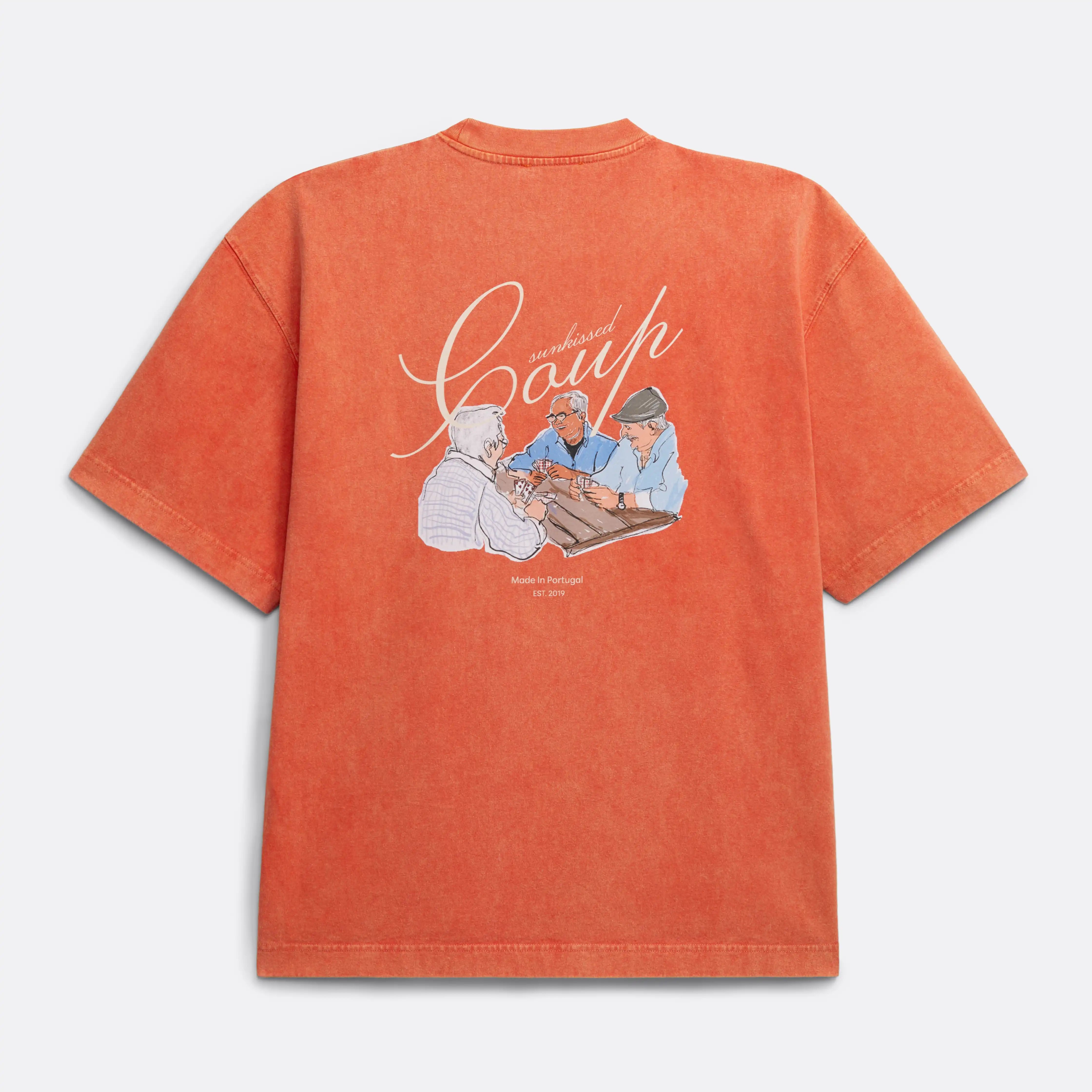 Oversize T-Shirt in washed Red - Back Print - Coup D'État Portugal