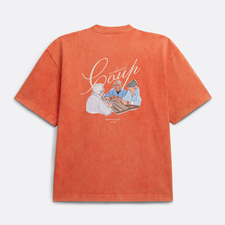 Oversize T-Shirt in washed Red - Back Print - Coup D'État Portugal