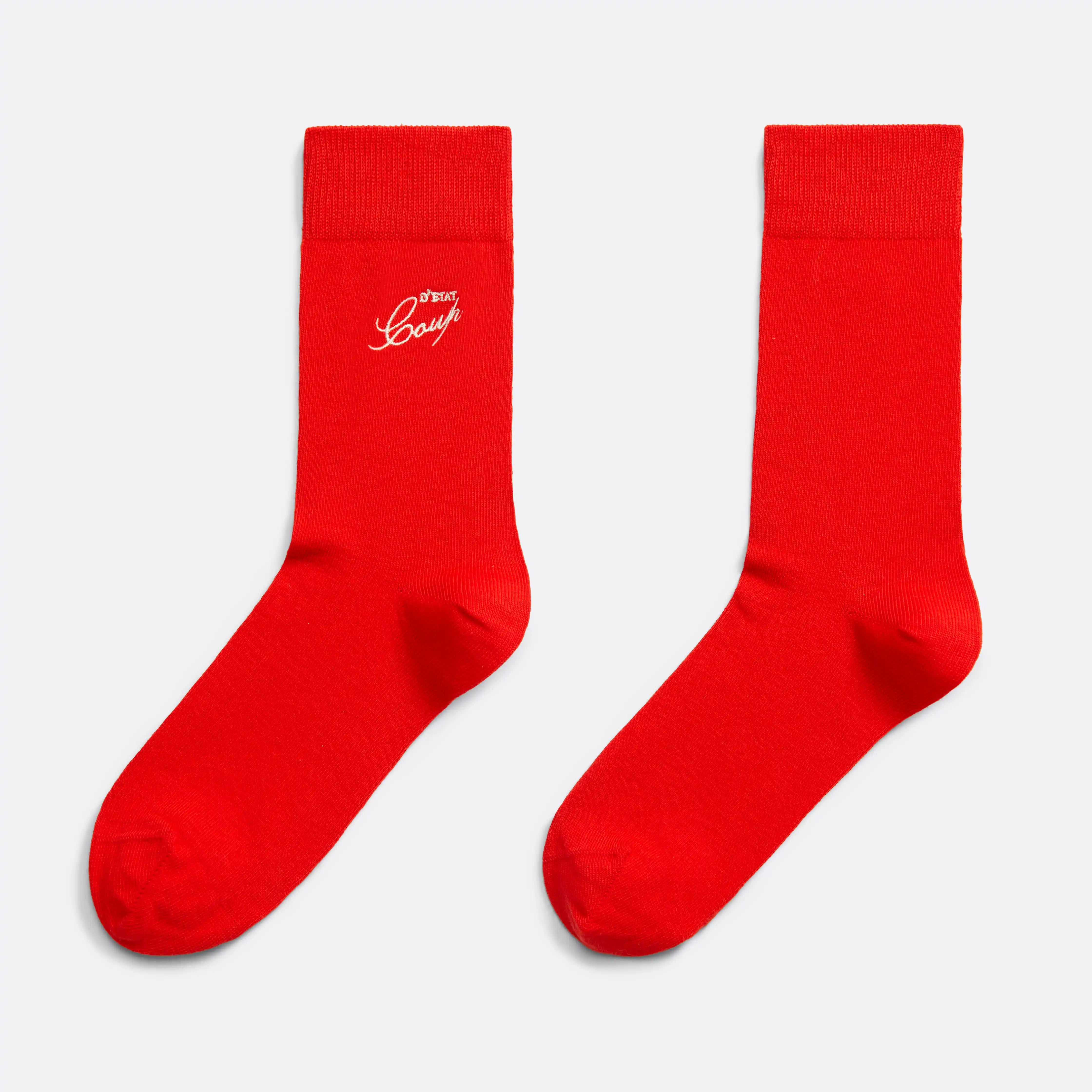 Classic Socks in Red - Embroidered - Coup D'État Portugal