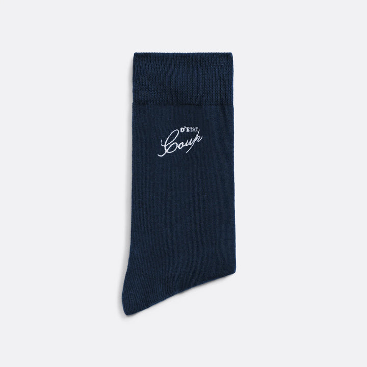 Classic Socks in navy Blue - Embroidered - Coup D'État Portugal