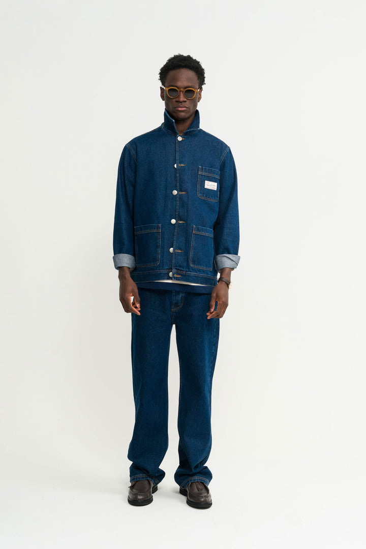 Denim Jacket in dark Blue - Male model - Coup D'État Portugal