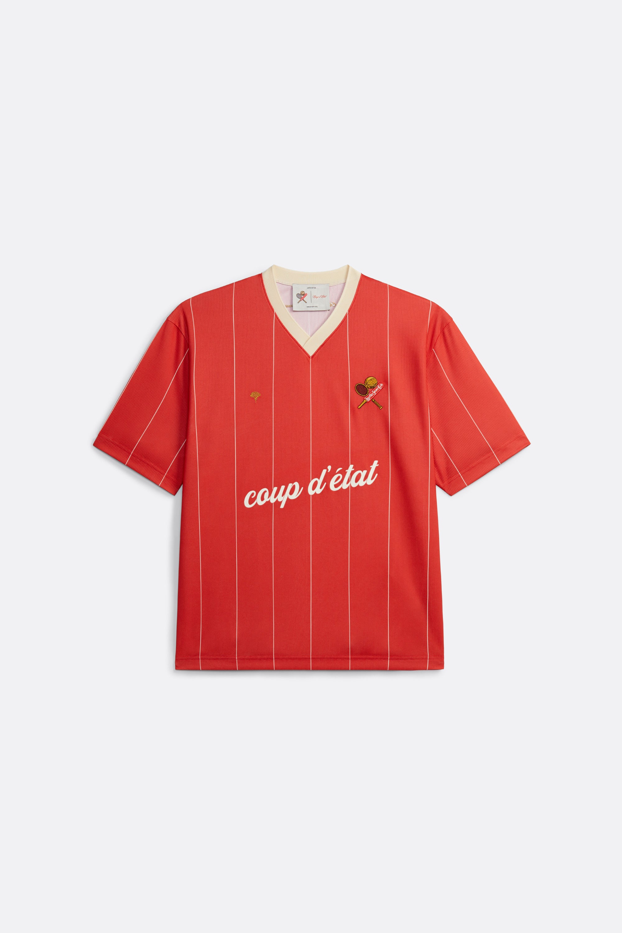 Short Sleeve Jersey in Red with Off-White stripes - Leixõe Sports Club collaboration - Coup D'État Portugal