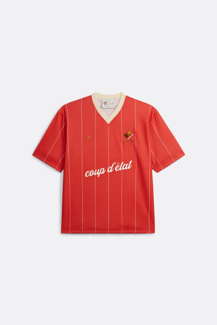Short Sleeve Jersey in Red with Off-White stripes - Leixõe Sports Club collaboration - Coup D'État Portugal