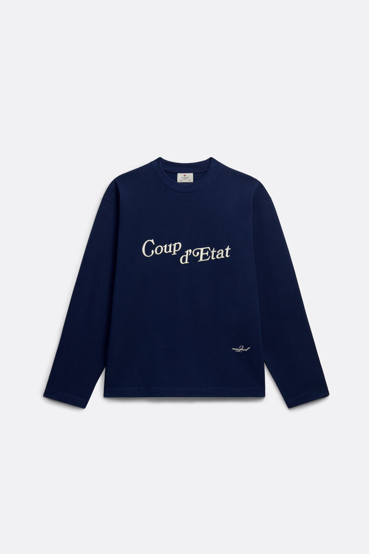 Longsleeve t-shirt in Navy Blue - Front embroidery - Coup D'État Portugal