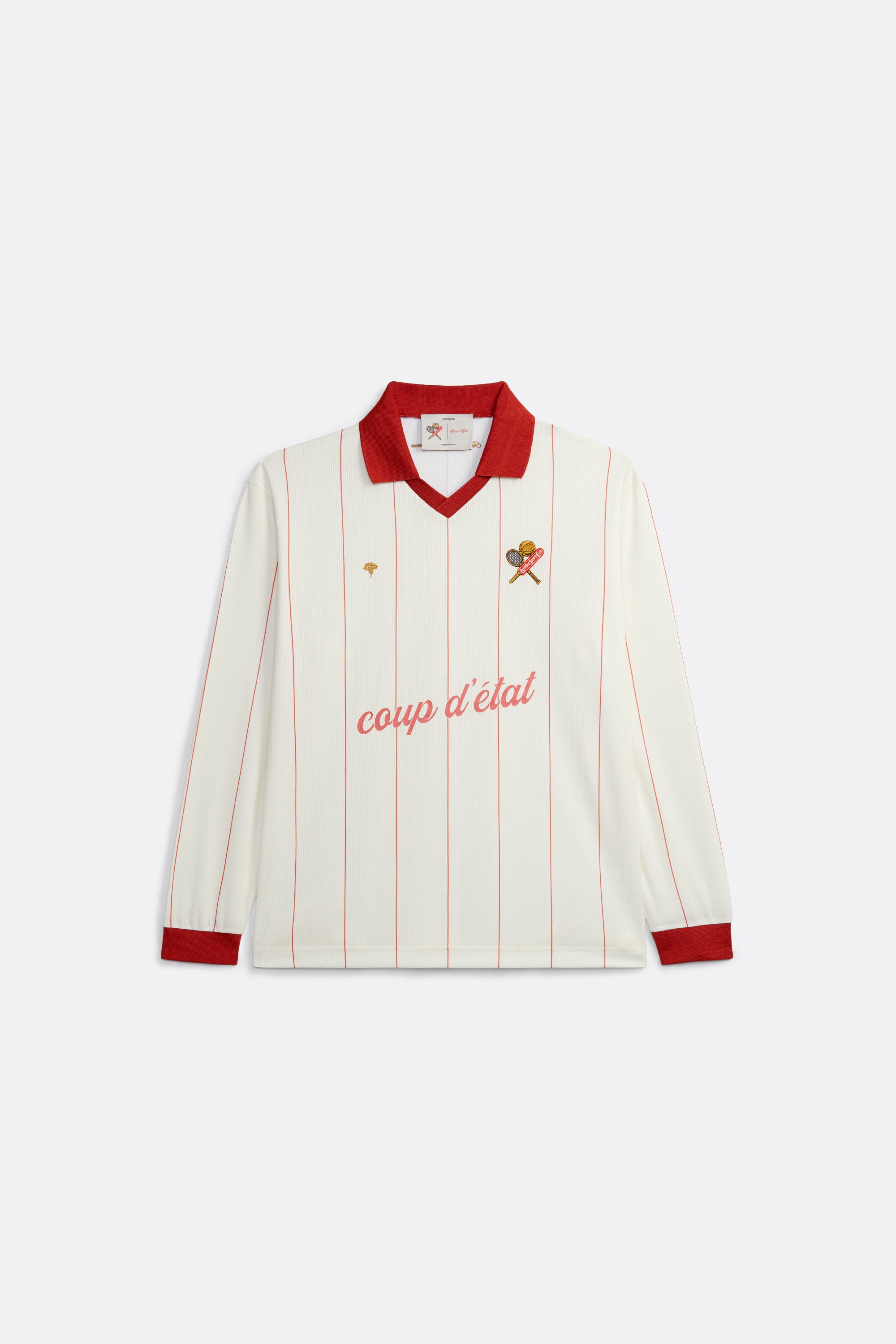 Long sleeve jersey in Off-White and Red stripes - Leixões Sports Club collaboration - Coup D'État Portugal