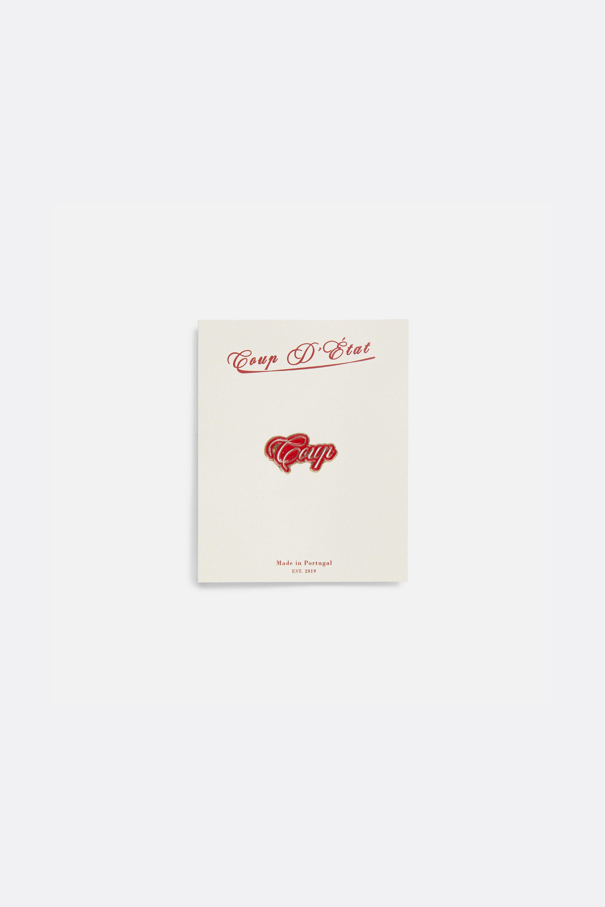 Coup logo Pin in Gold and Red - Coup D'État Portugal
