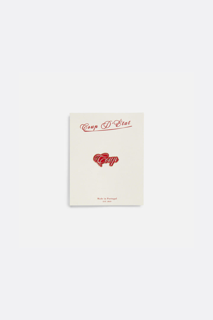 Coup logo Pin in Gold and Red - Coup D'État Portugal