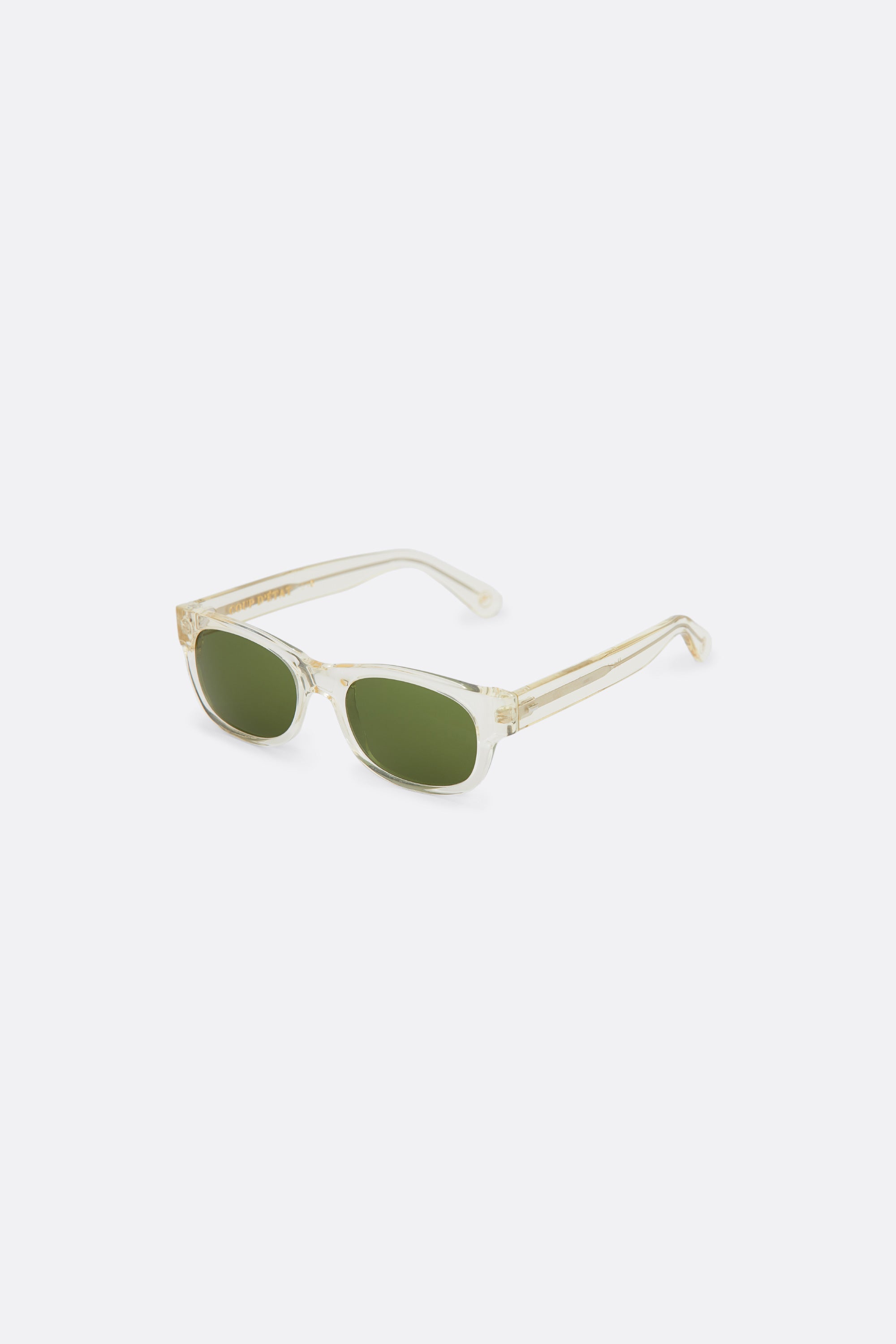 Clear sunglasses with dark Green lenses - Handcrafted - Coup D'État Portugal