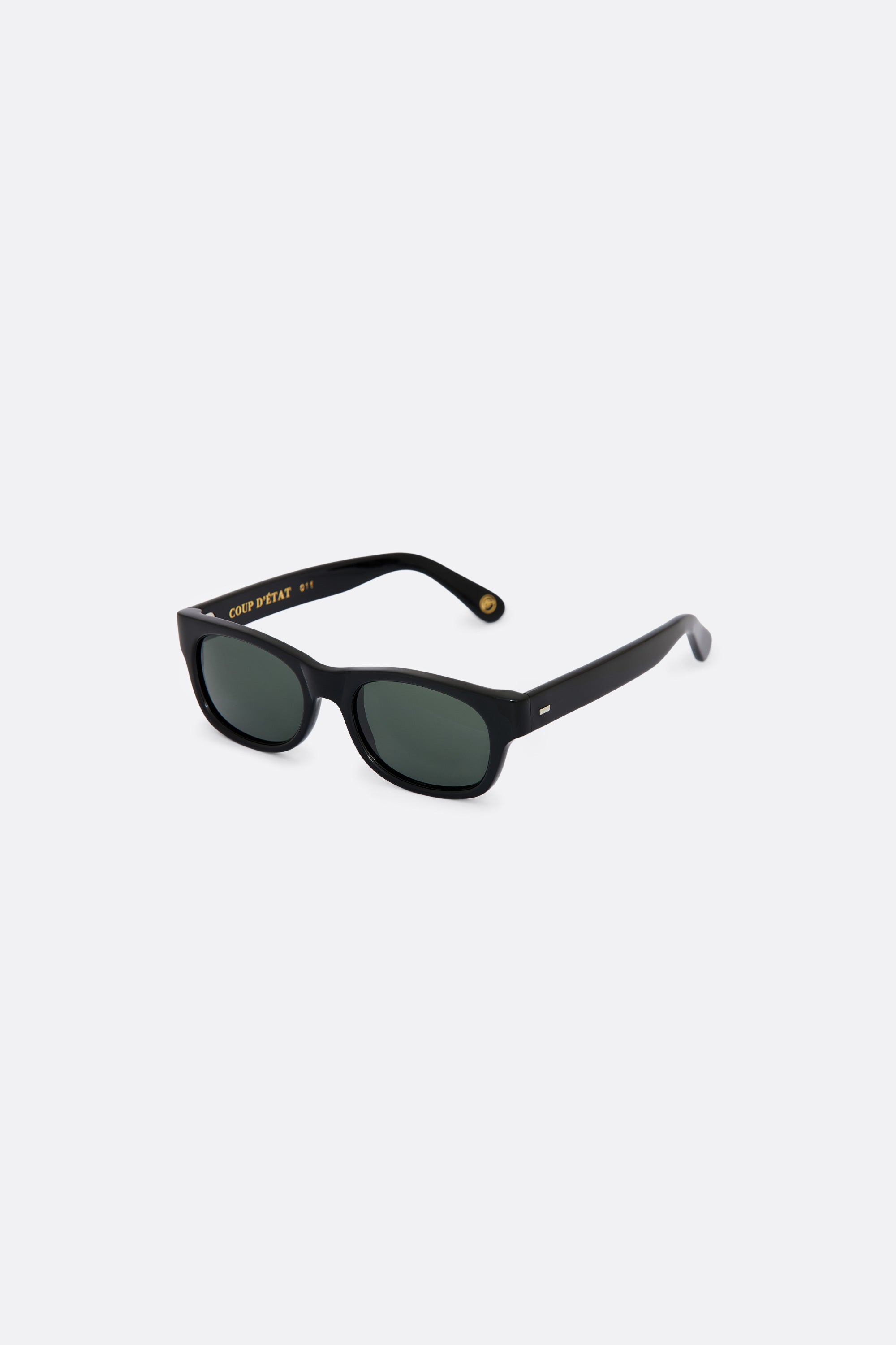 Sunglasses in Black with Dark Green Lenses - Handcrafted - Coup D'État Portugal
