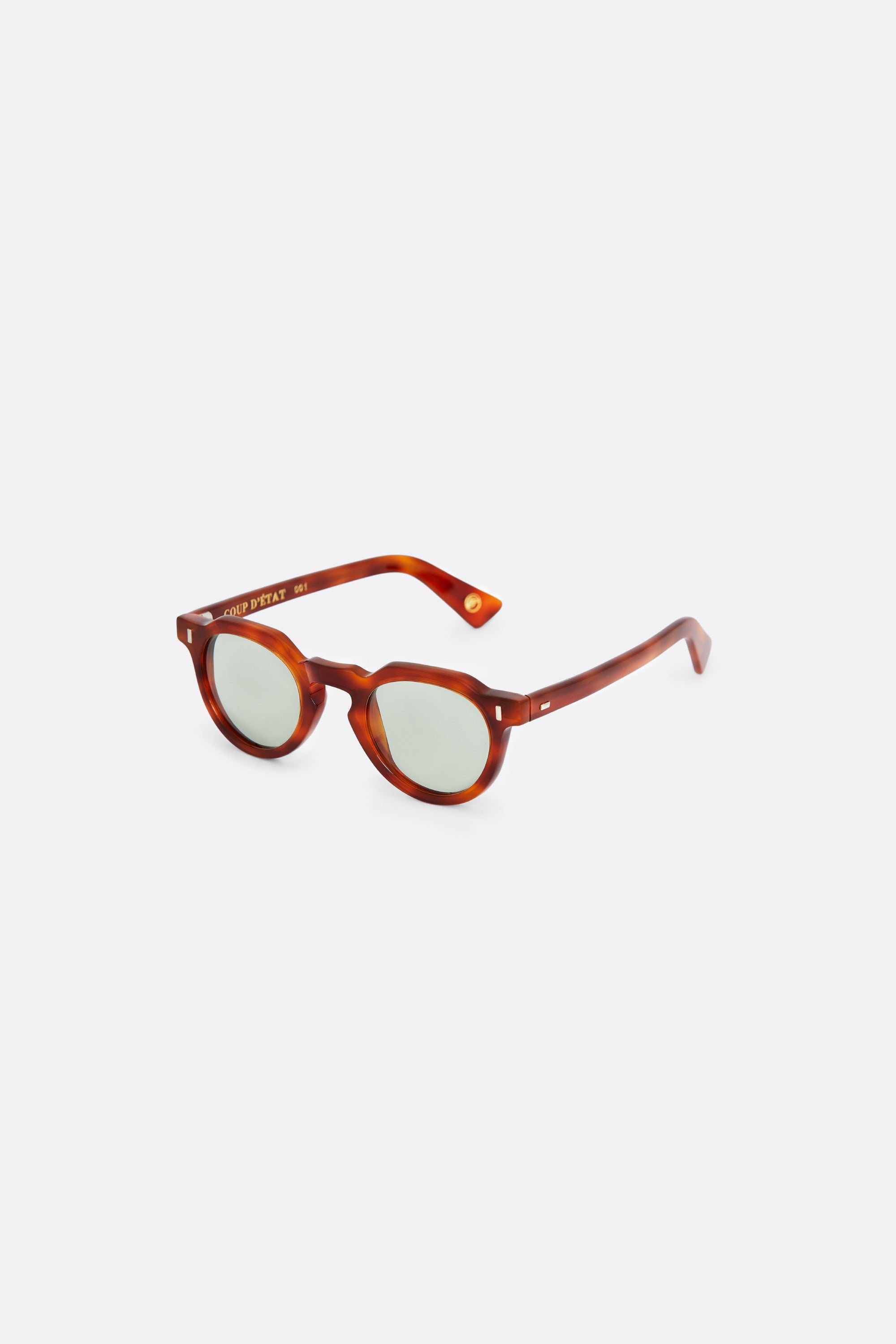 Sunglasses in Brown with light Green lenses - Handcrafted - Coup D'État Portugal