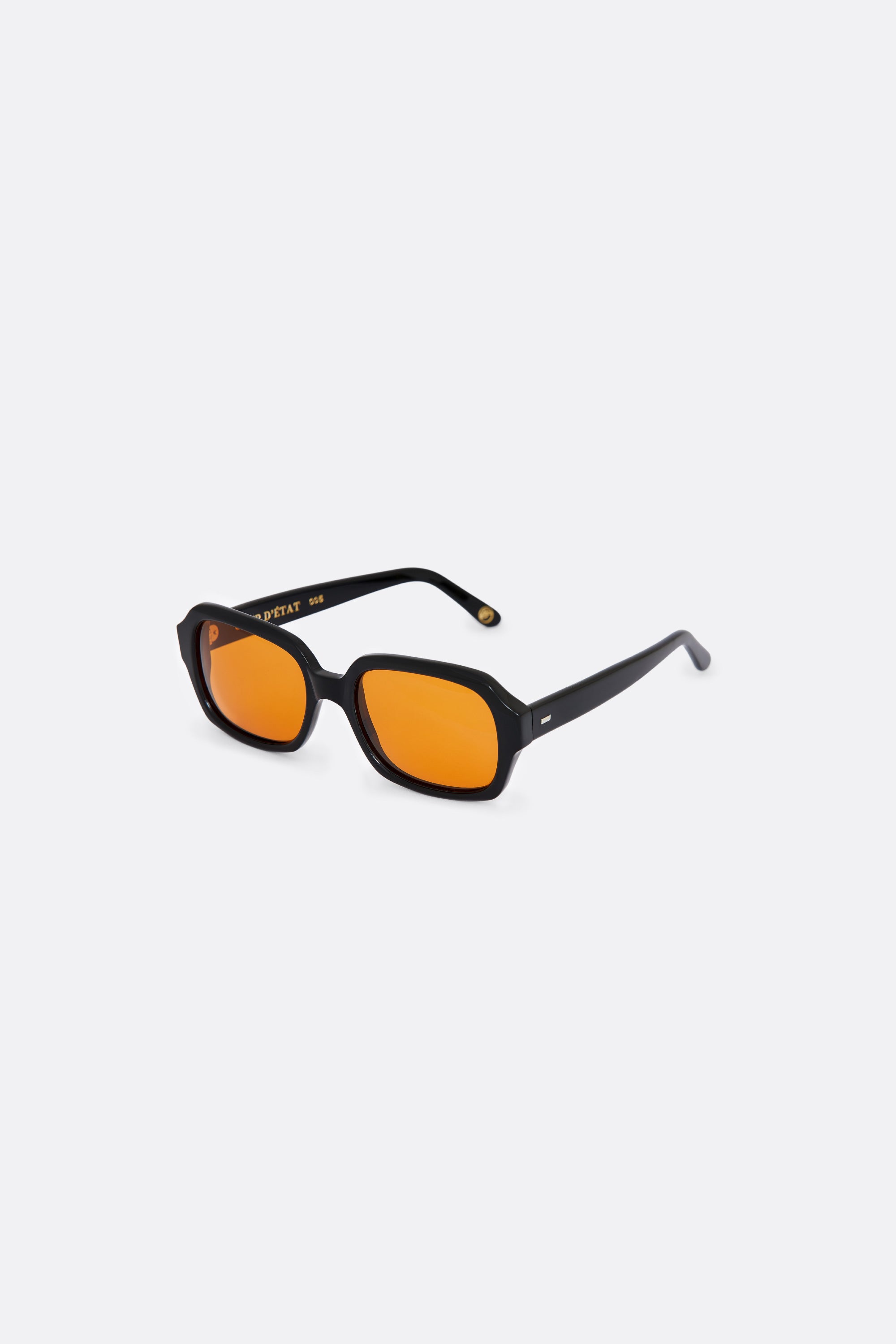 Sunglasses in Black with Orange lenses - Handcrafted - Coup D'État 