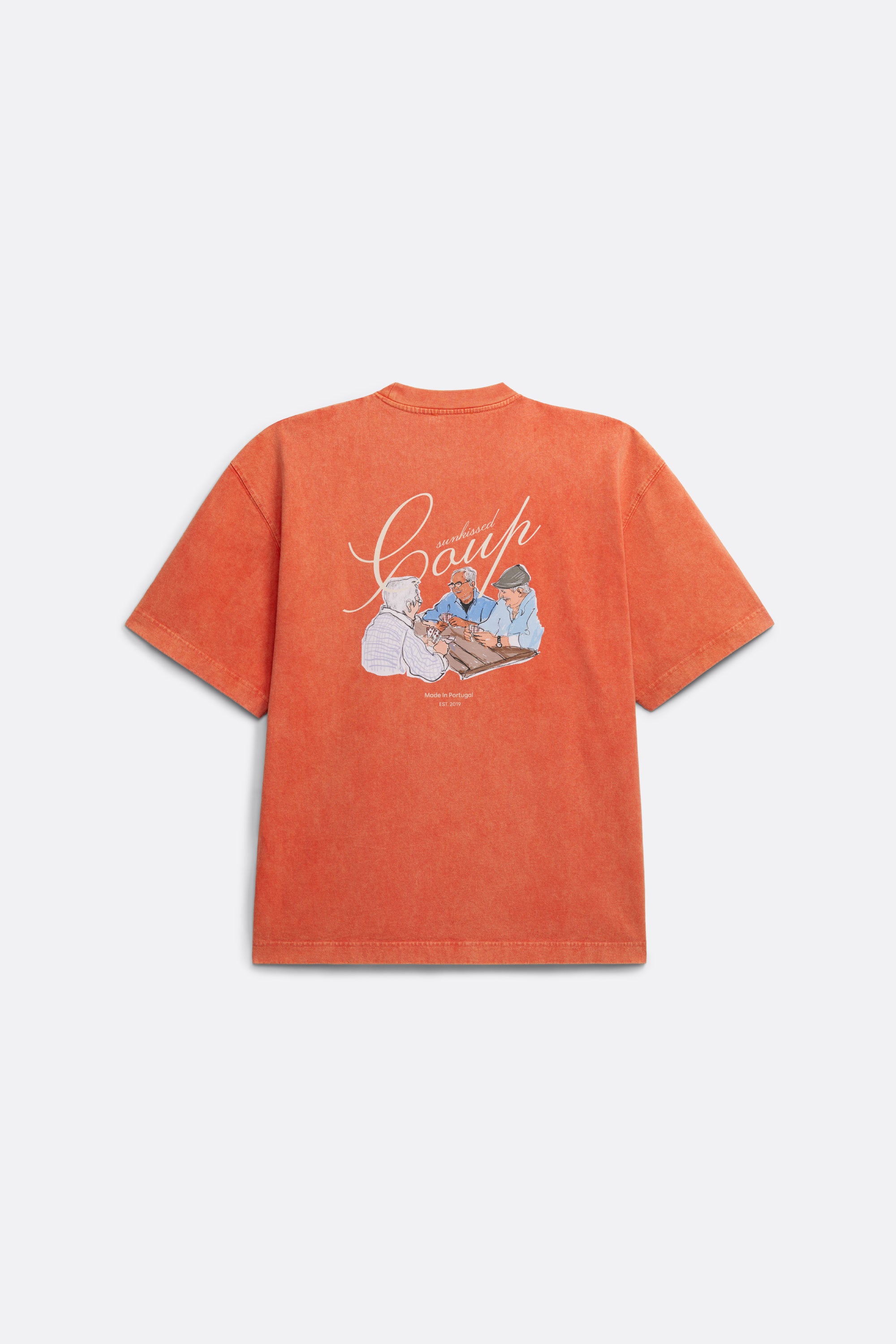 Oversize T-Shirt in washed Red - Back Print - Coup D'État Portugal