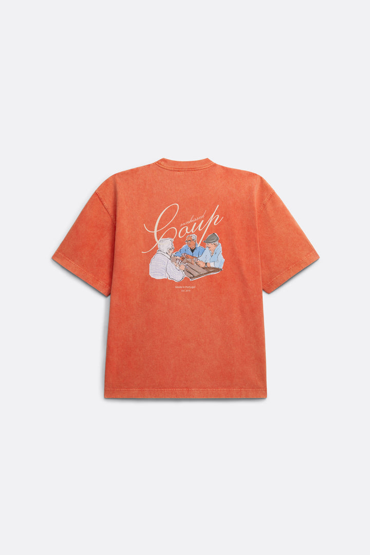 Oversize T-Shirt in washed Red - Back Print - Coup D'État Portugal