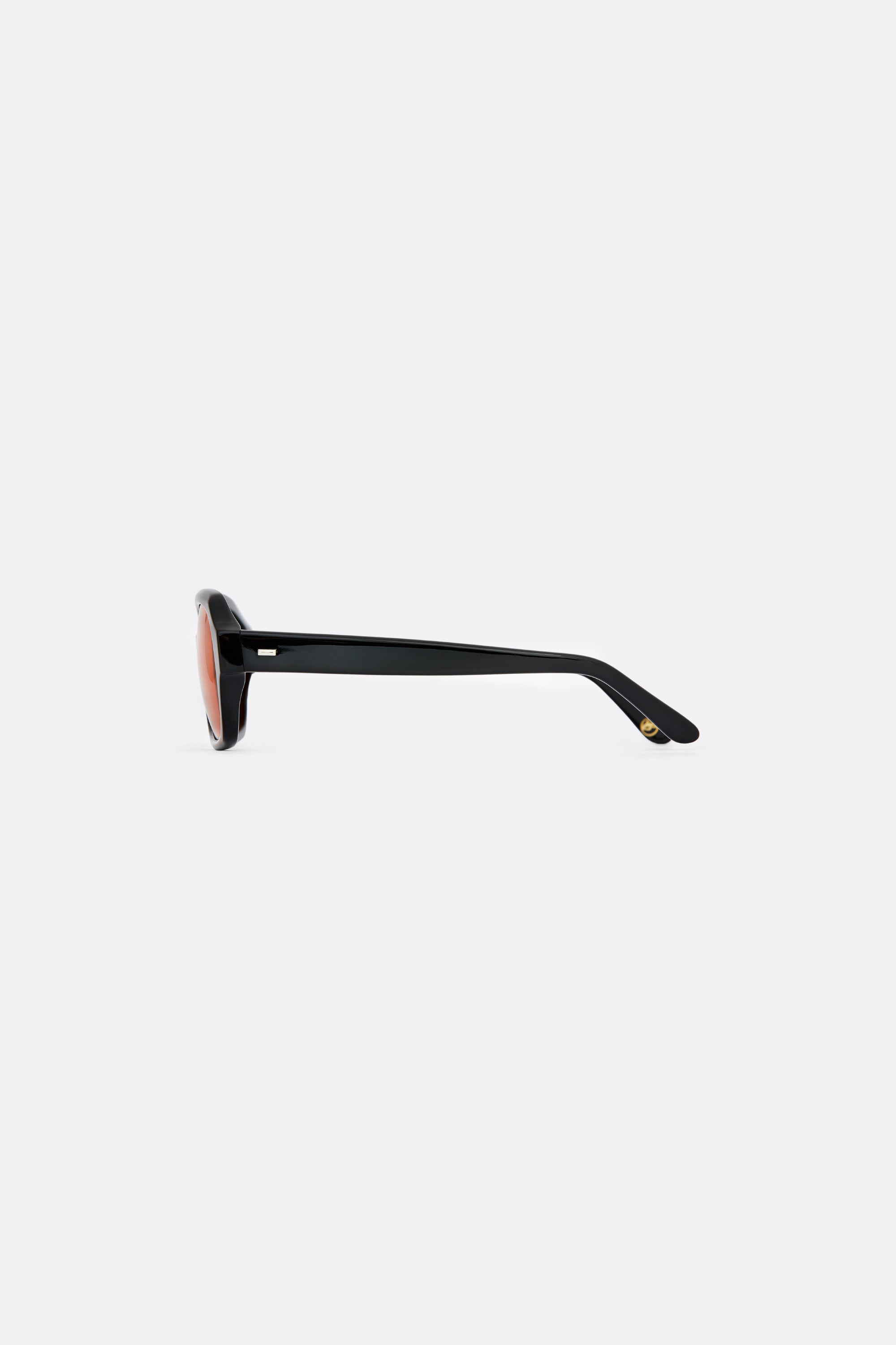 Sunglasses in Black with Orange lenses - Handcrafted - Coup D'État 