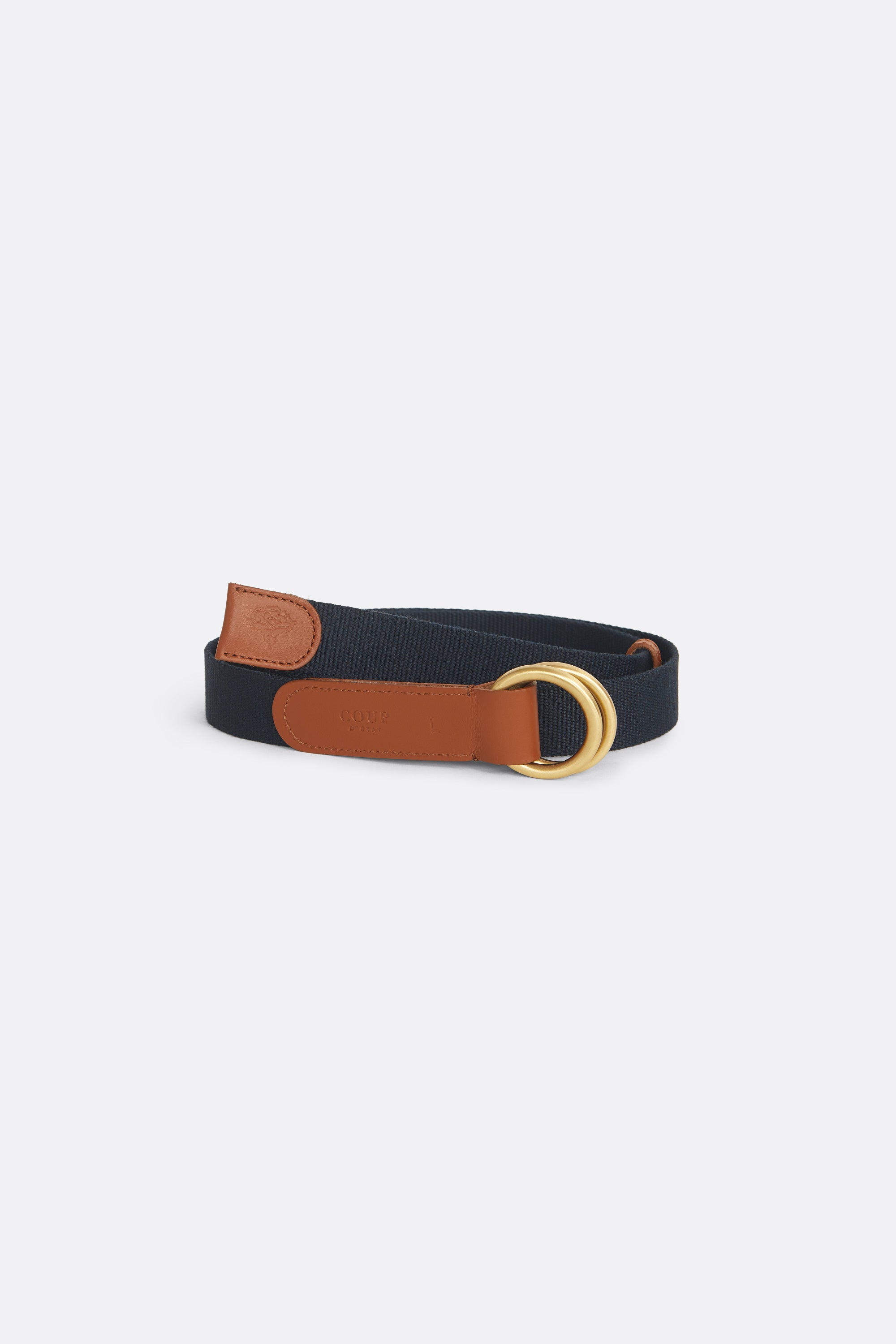 D-Ring Belt in Dark Blue Canva - Handcrafted Leather - Coup D'État Portugal