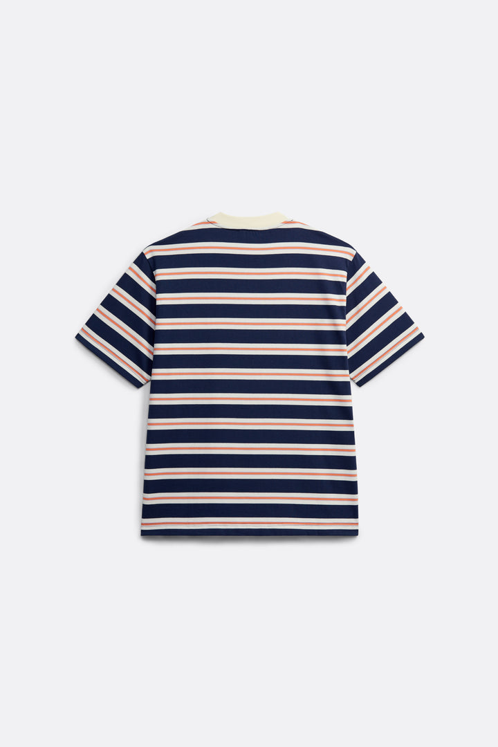 Striped T-Shirt in Navy Blue - Front print - Coup D'État Portugal