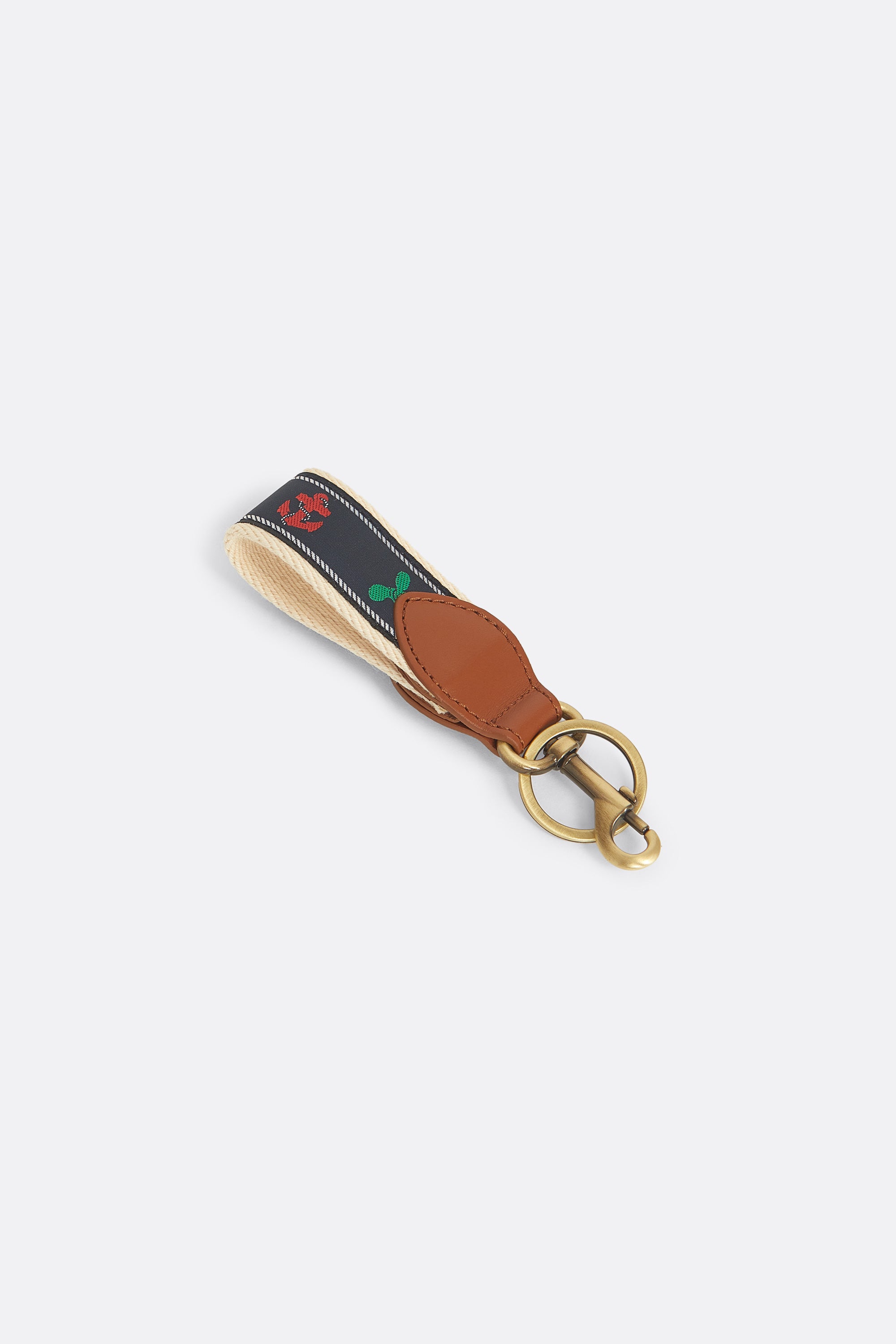 Keychan in Blue Canvas and Leather - Handcrafted- Coup D'État Portugal