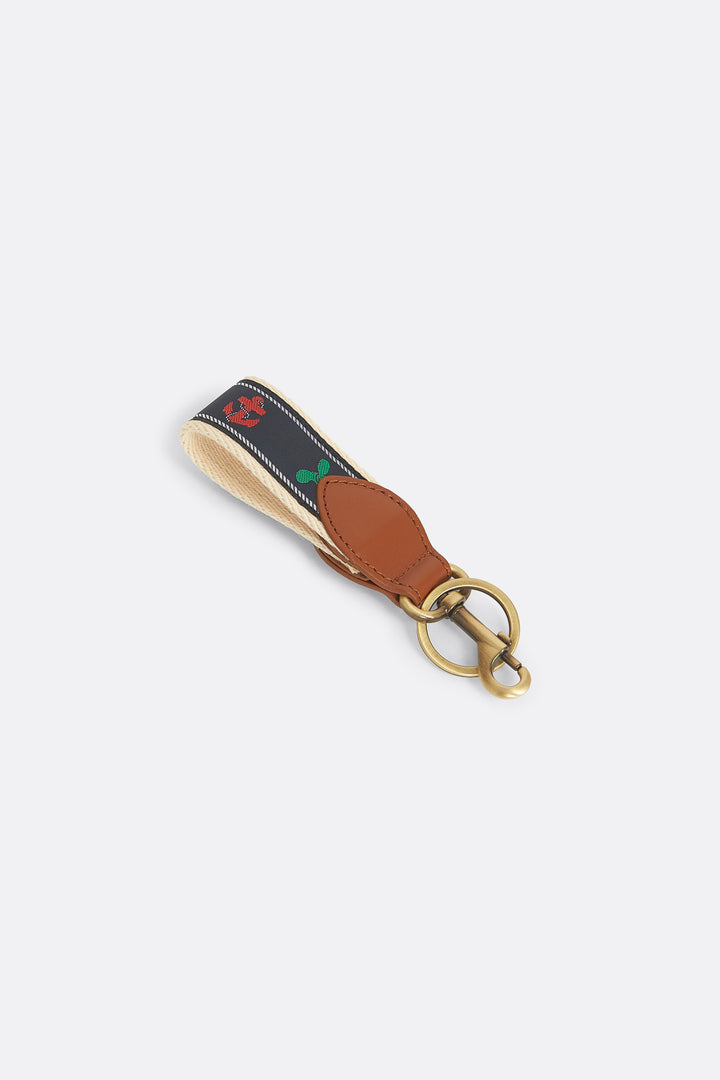 Keychan in Blue Canvas and Leather - Handcrafted- Coup D'État Portugal