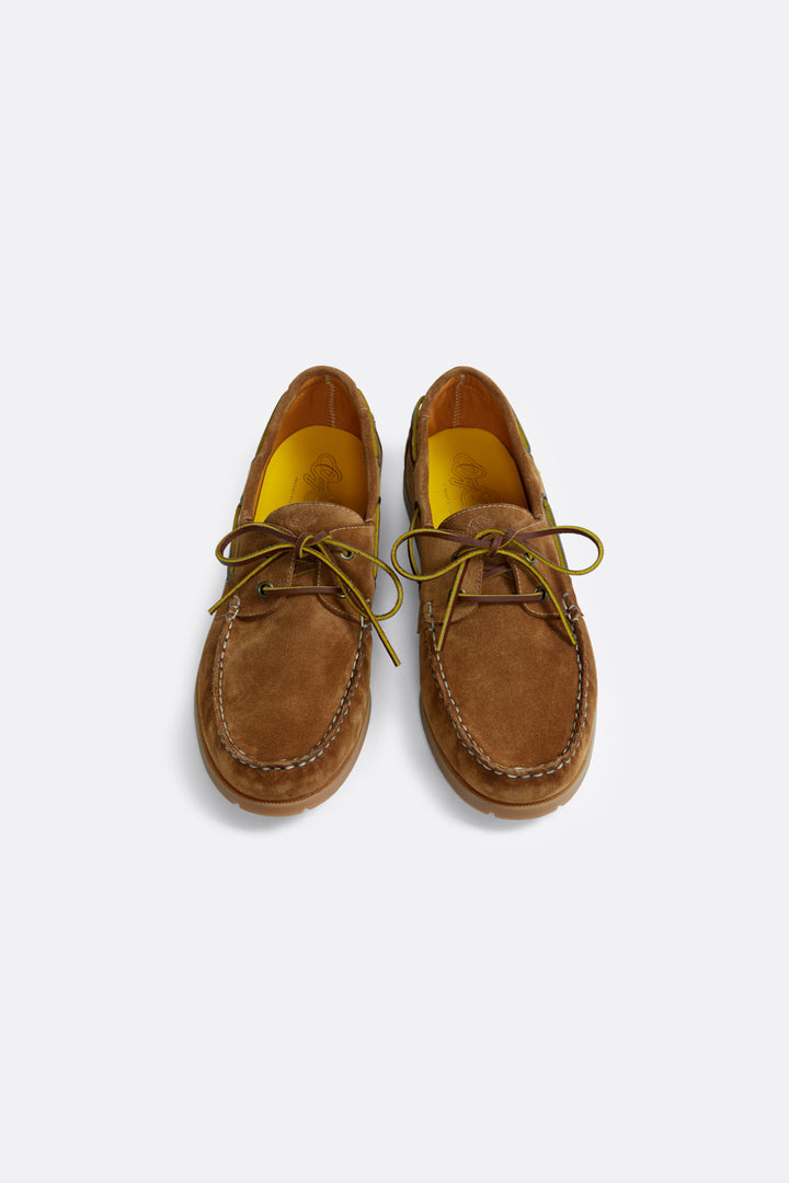 Summer boat shoes in Camel Suede - Handcrafted Leather - Coup D'État Portugal