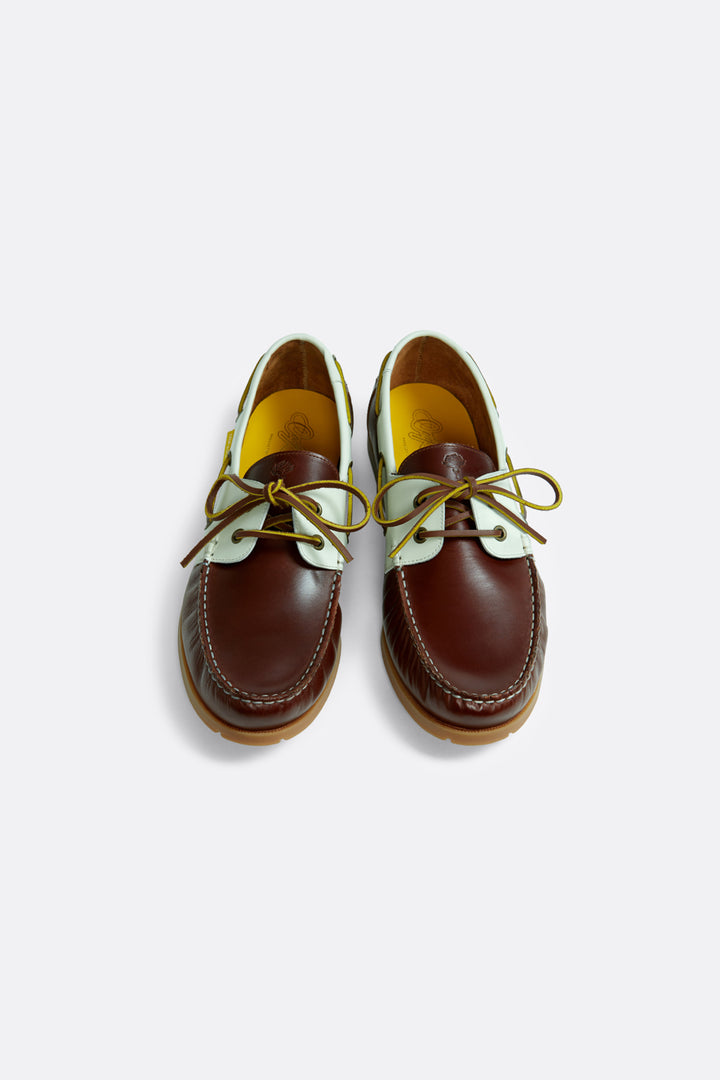Summer boat shoes in Brown and White - Handcrafted Leather - Coup D'État Portugal