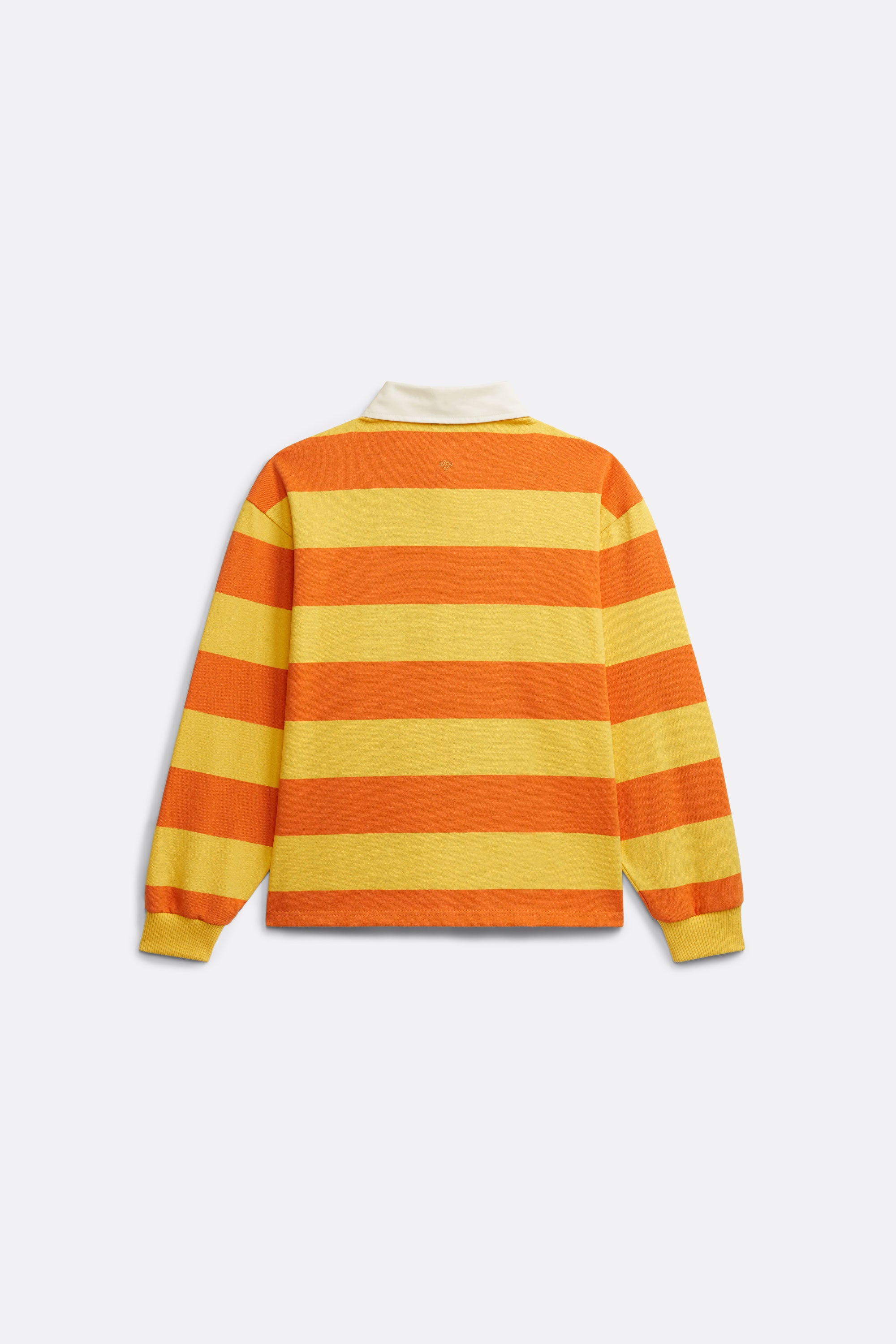 Striped Rugby Polo in Orange and Yellow - Front Patch - Coup D'État Portugal