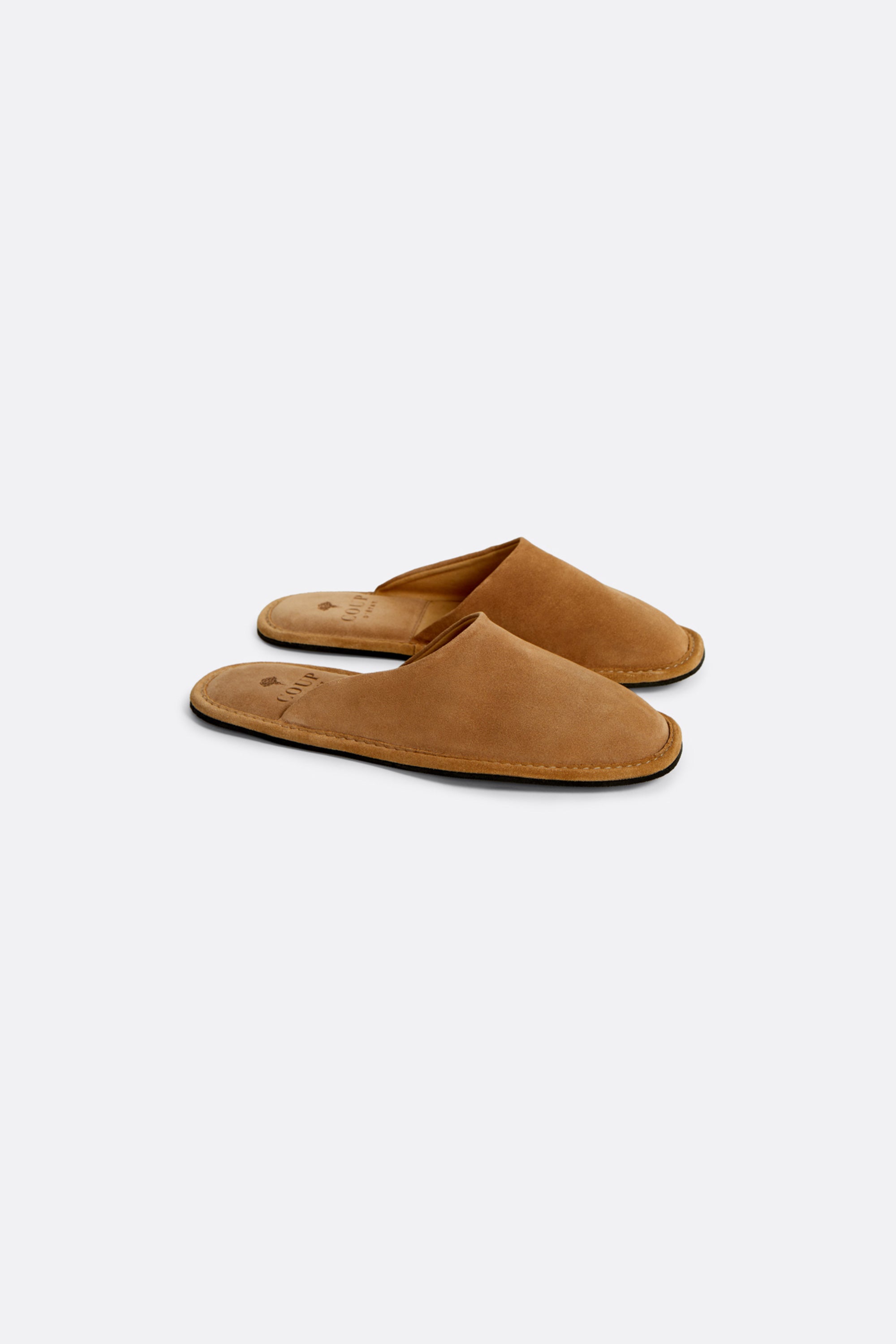 Bedroom slippers in Camel Brown - Handcrafted Suede - Coup D'État Portugal