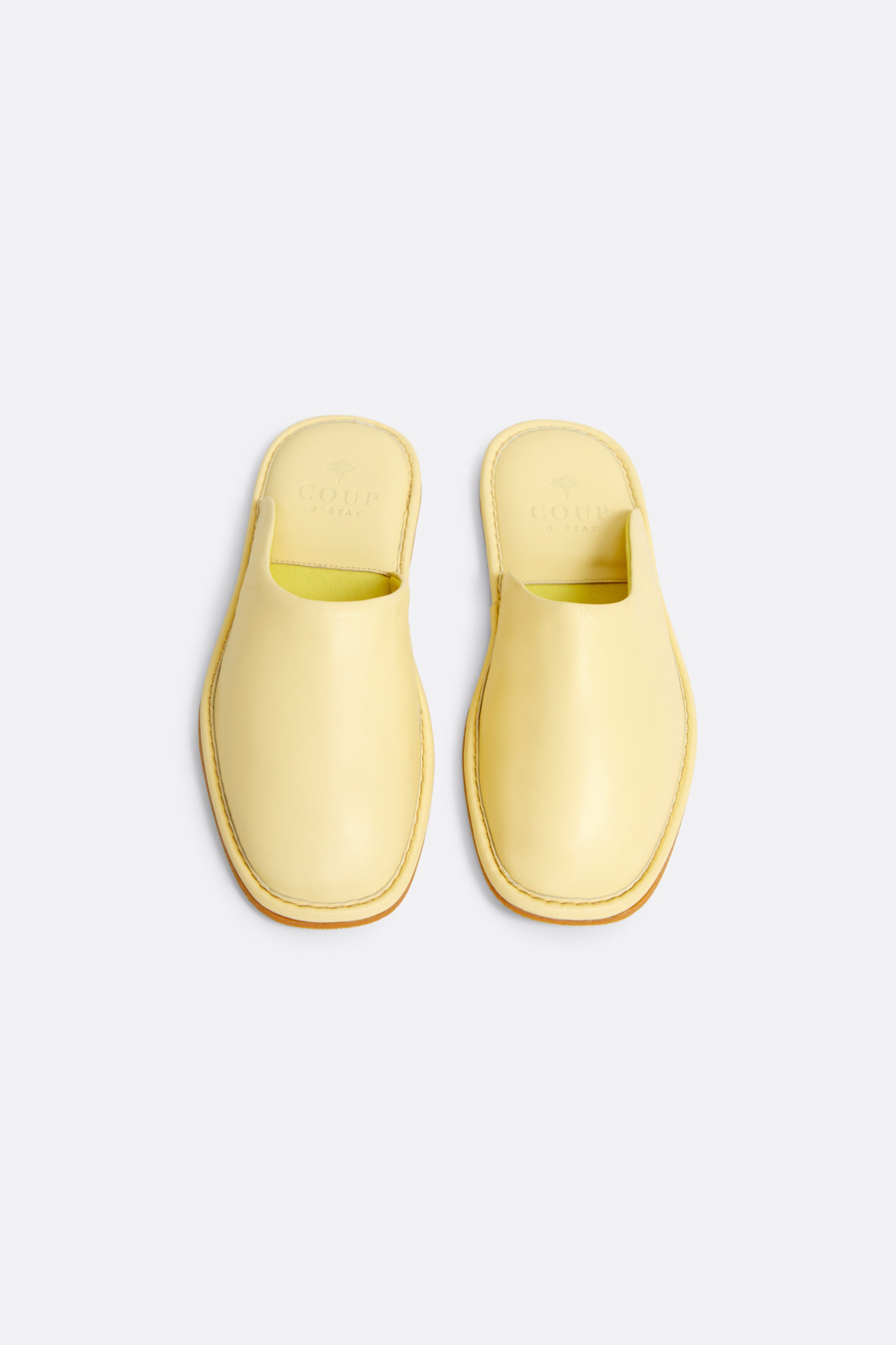 Bedroom Slippers in Yellow - Handcrafted Leather - Coup D'État Portugal