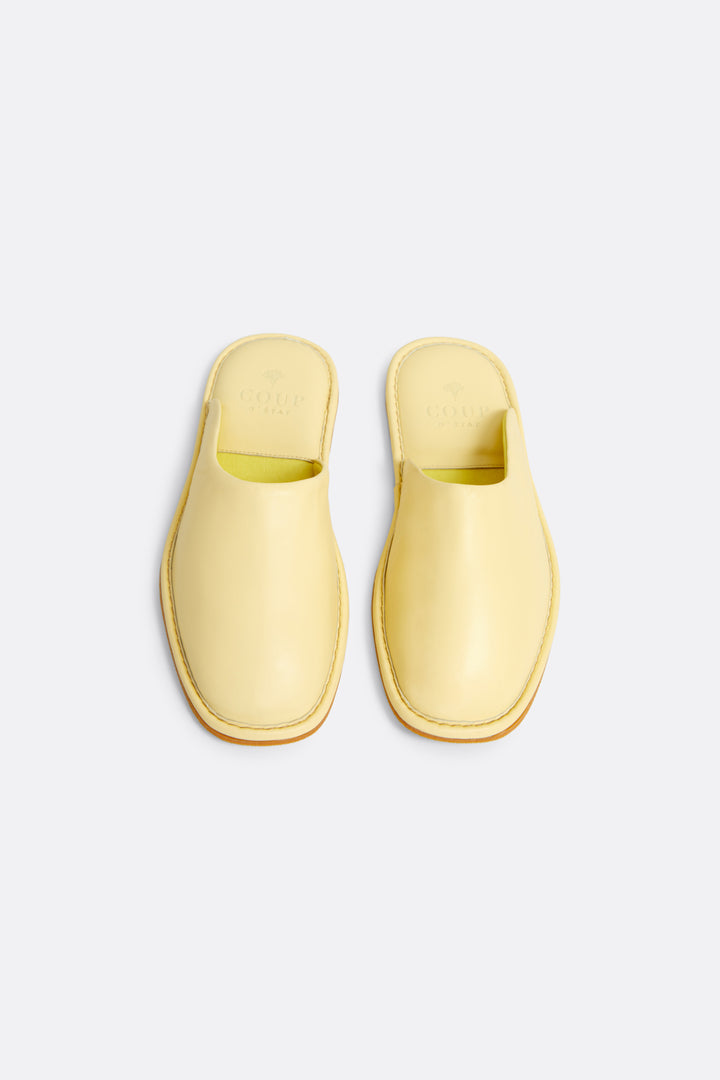 Bedroom Slippers in Yellow - Handcrafted Leather - Coup D'État Portugal