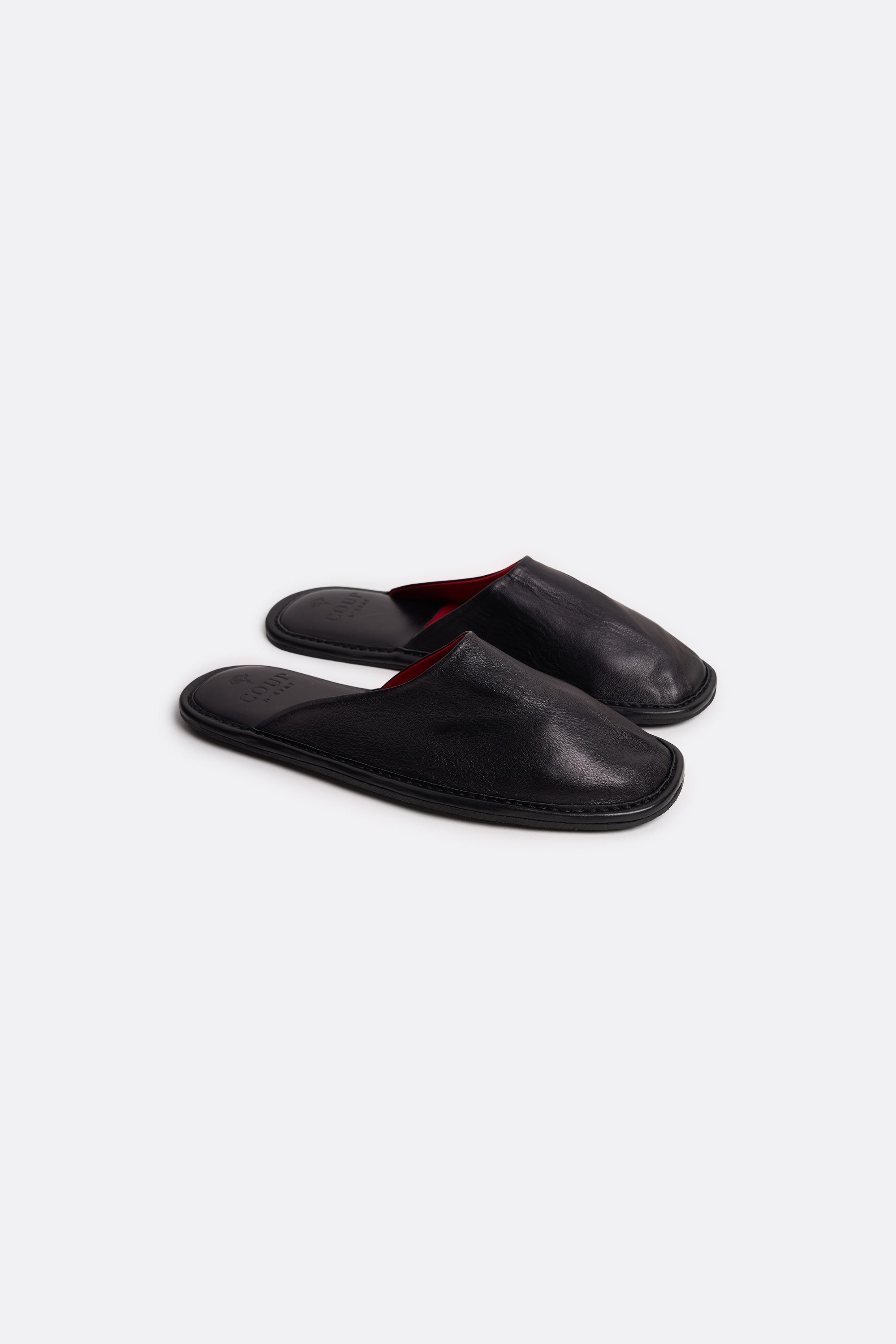 Bedroom Slippers in Black - Handcrafted Leather - Coup D'État Portugal