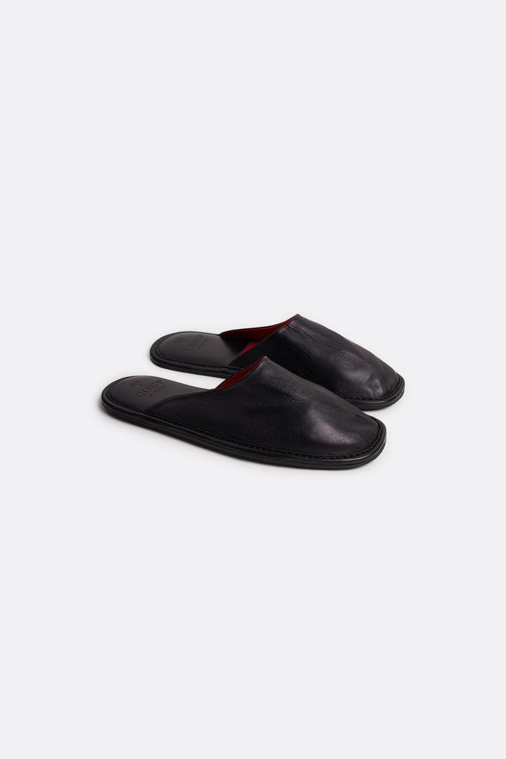 Bedroom Slippers in Black - Handcrafted Leather - Coup D'État Portugal