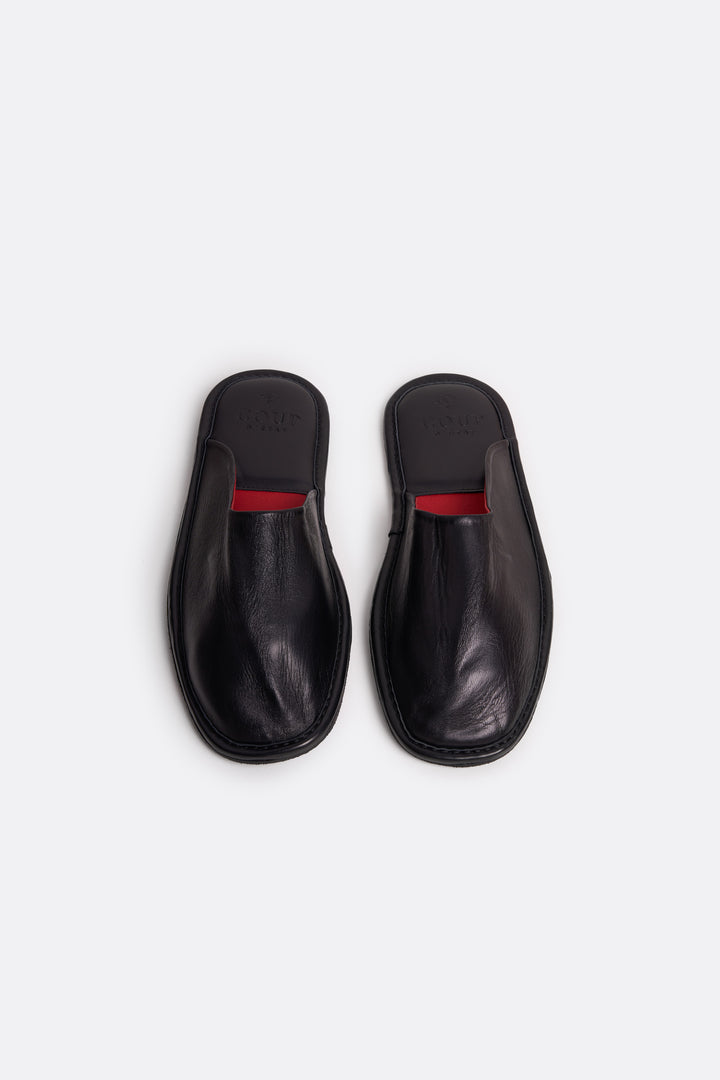 Bedroom Slippers in Black - Handcrafted Leather - Coup D'État Portugal
