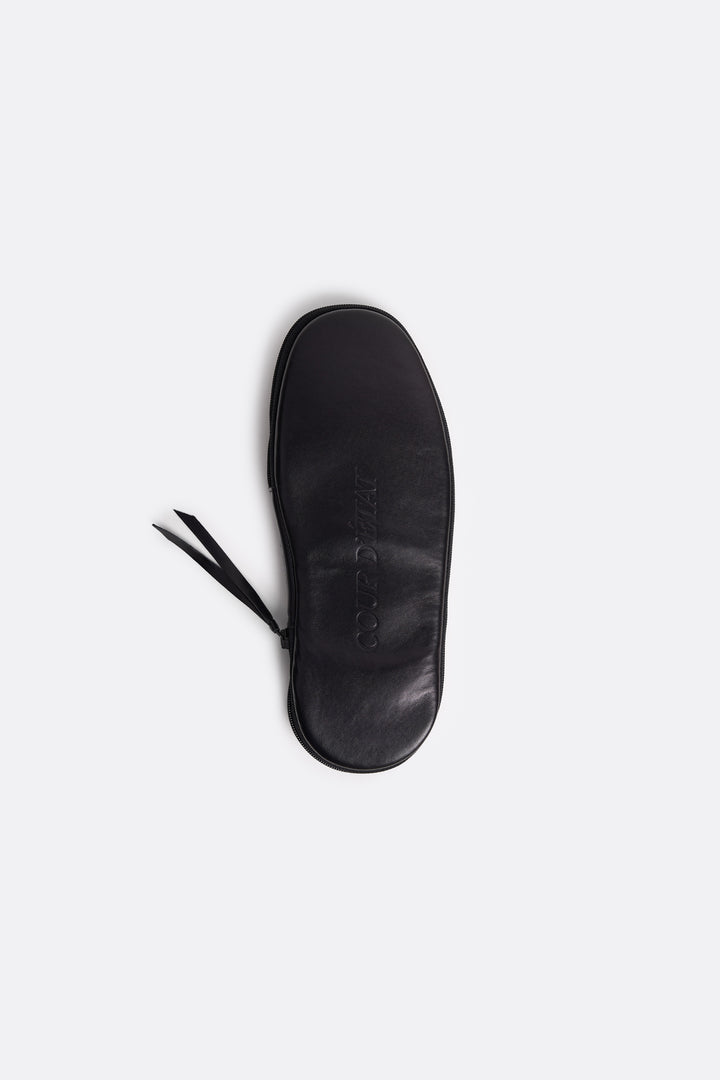 Bedroom Slippers in Black - Handcrafted Leather - Coup D'État Portugal