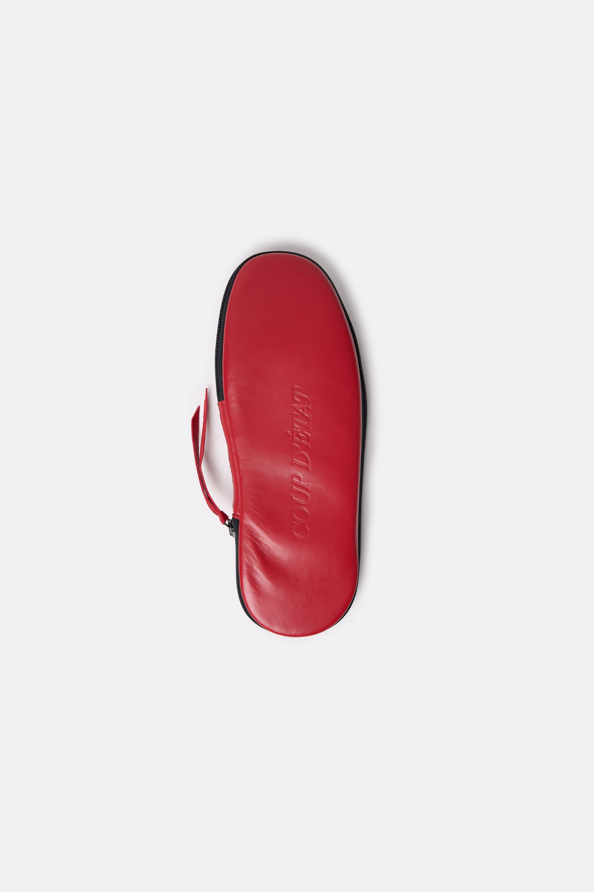 Bedroom Slippers in Red Leather - Handrafted - Coup D'État Portugal