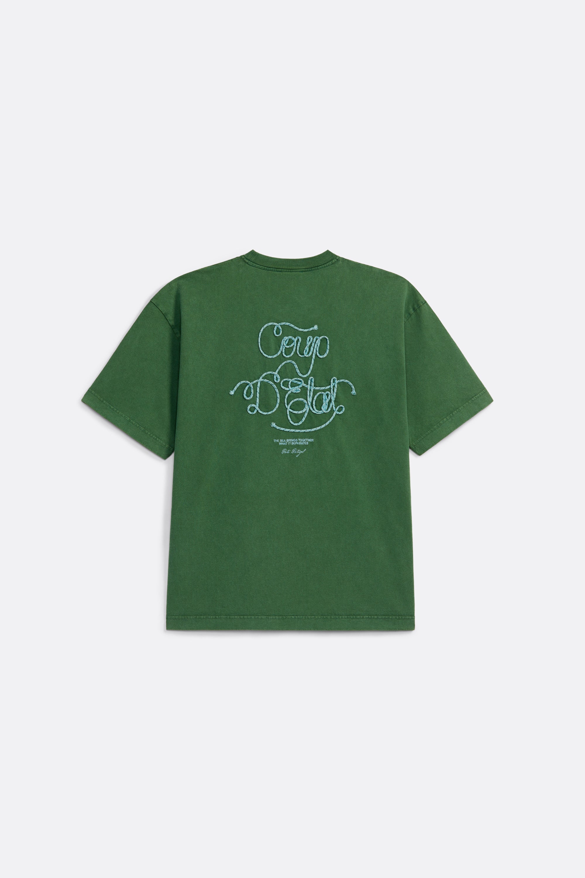 Sailing Rope Tee in Green - Baby Blue embroidery - Coup D'État Portugal