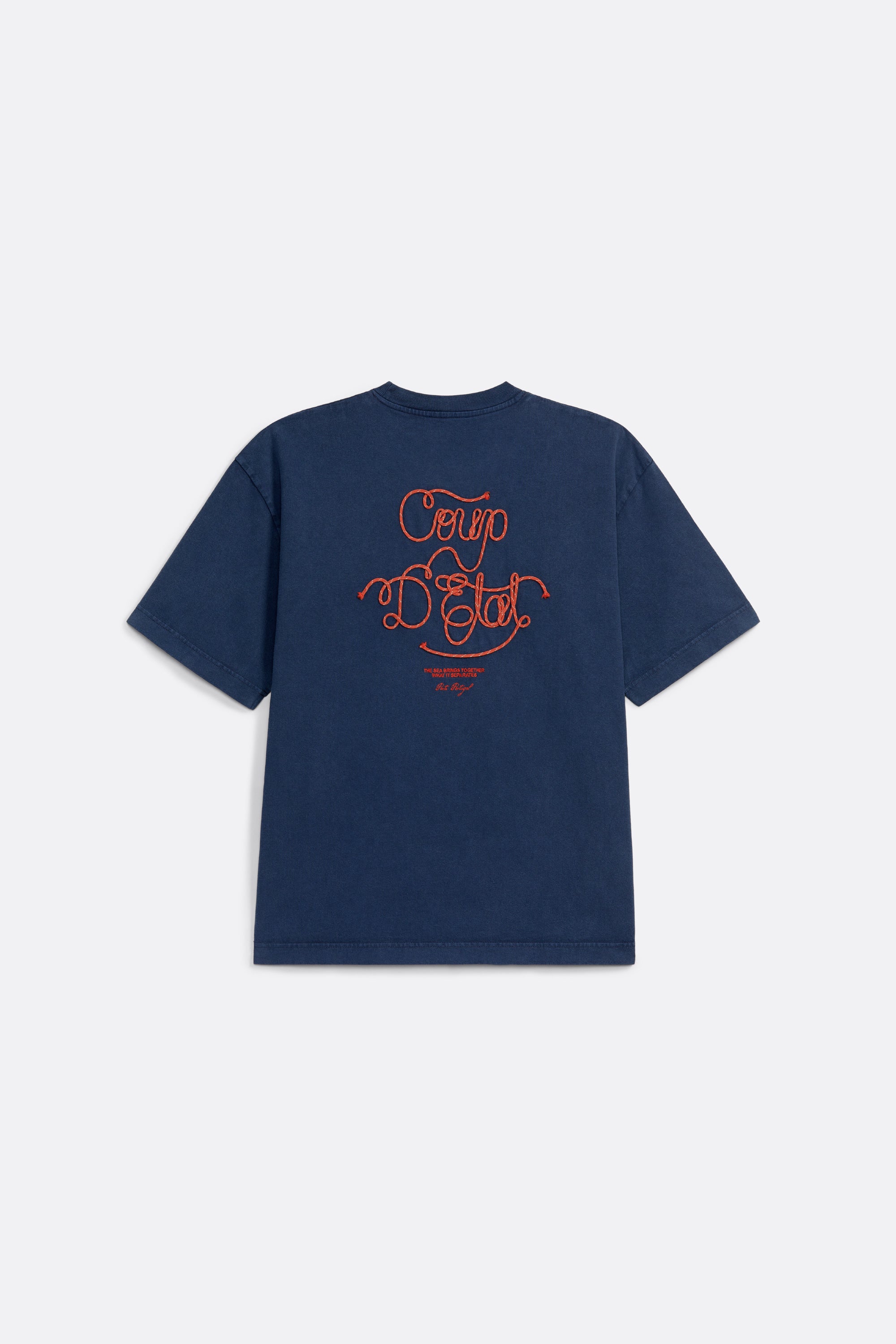 Sailing Rope Tee in Nacy - Back embroidery in Orange - Coup D'État Portugal