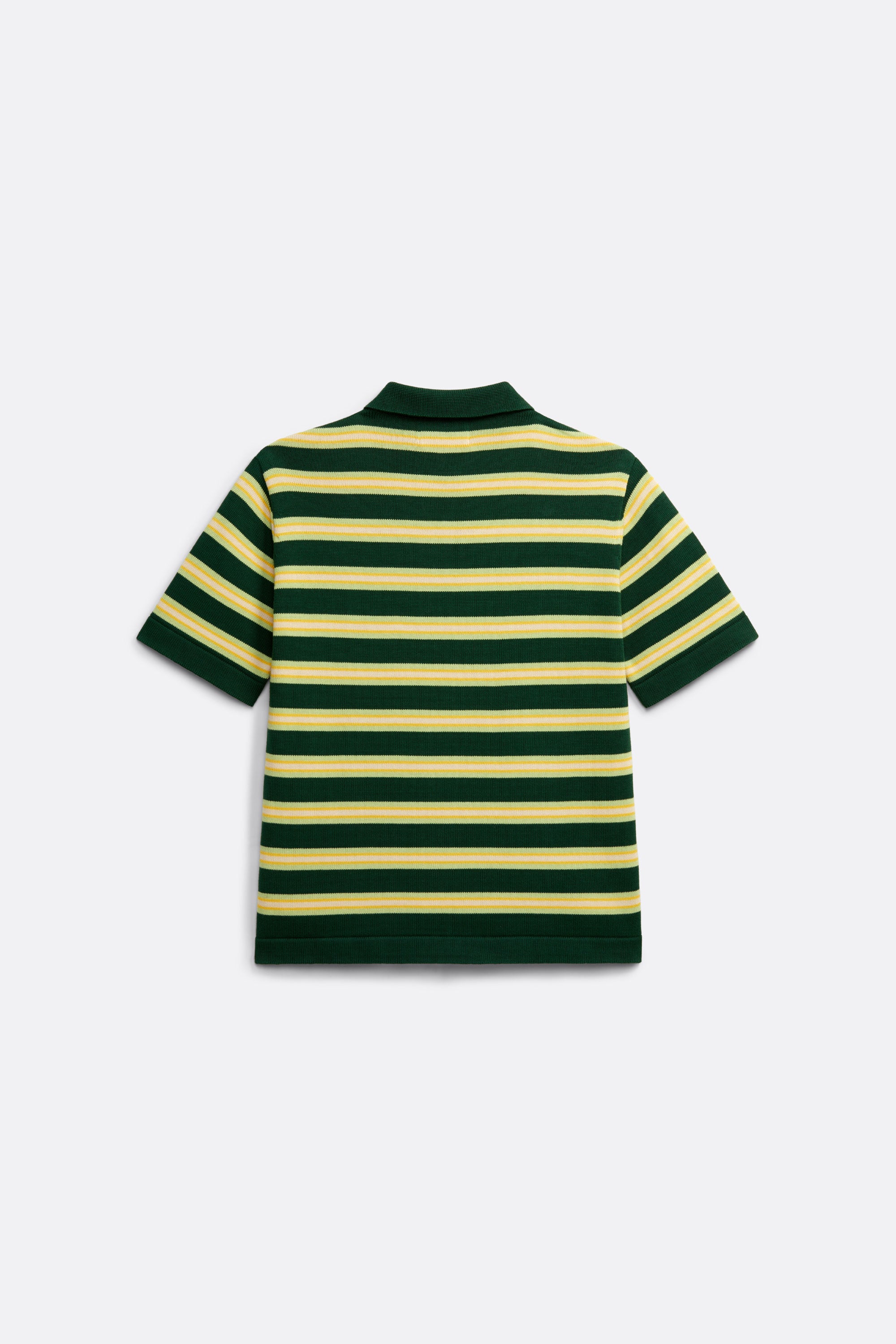 Knitted Striped Polo Shirt in Green and Yellow - Front embroidery - Coup D'État Portugal