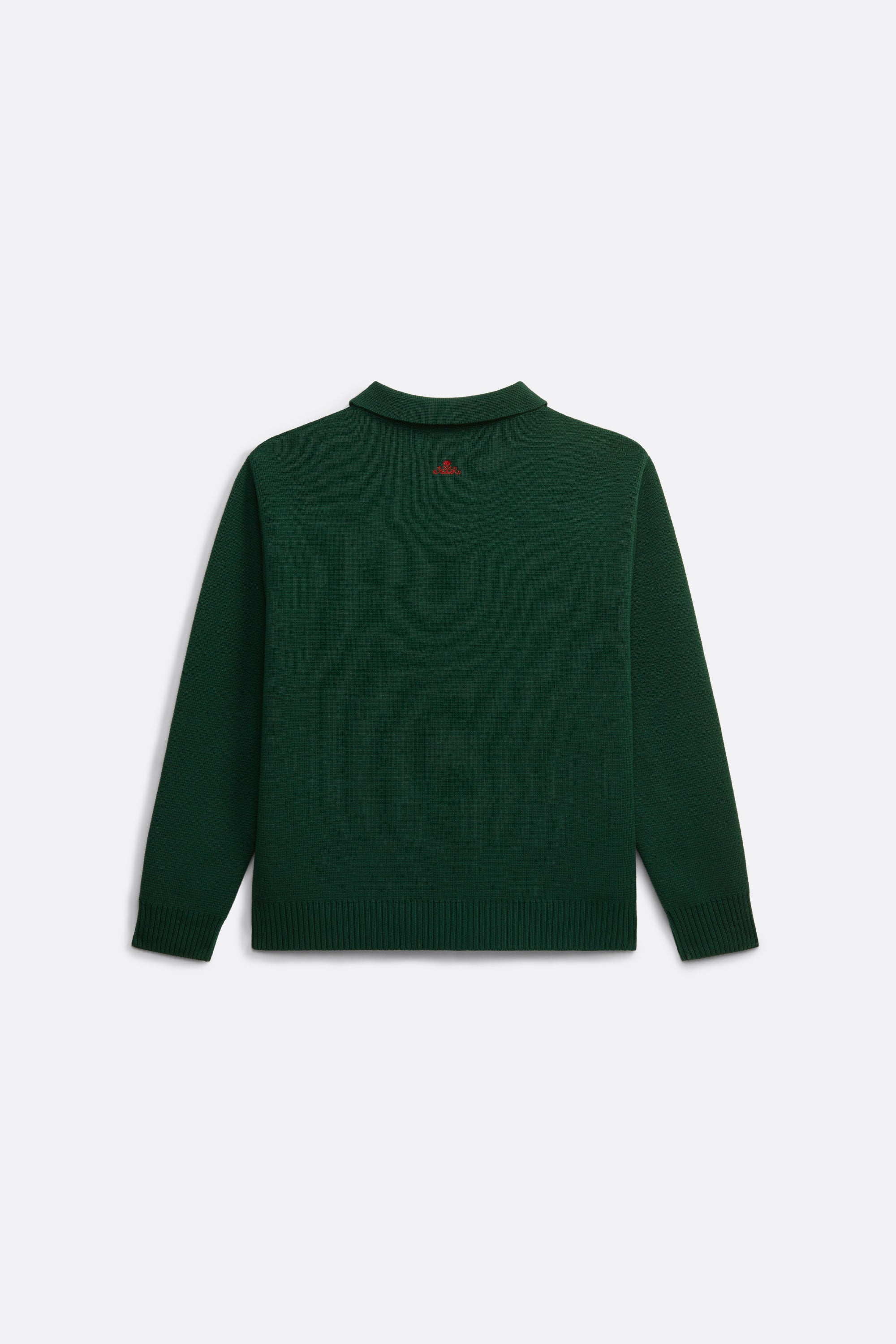 Knitted Cardigan in Green - Patch and embroidery detail - Coup D'État Portugal