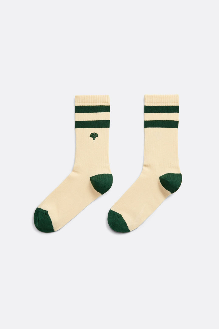 Sporty Socks with Green stripes - handcrafted - Coup D'État Portugal