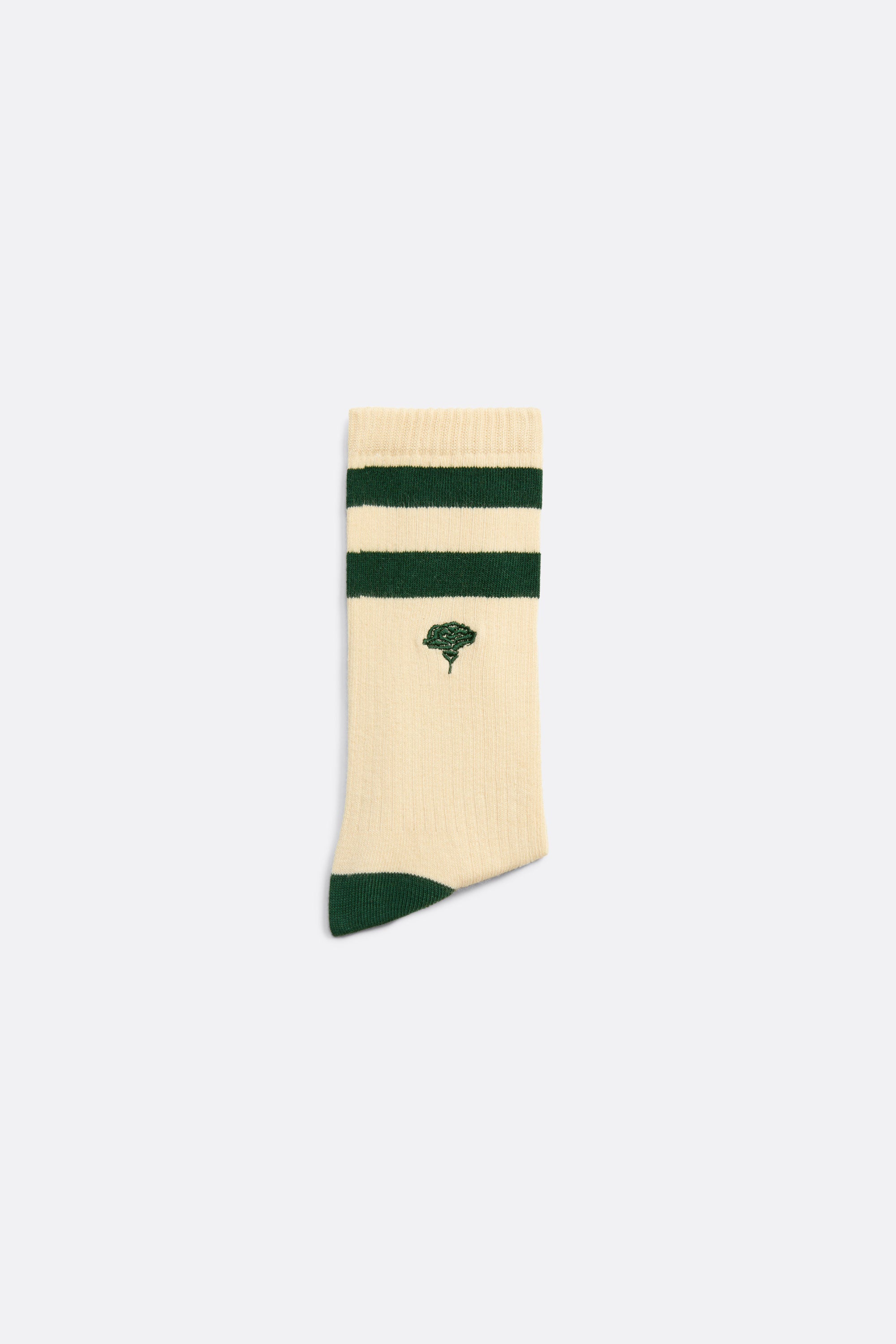 Sporty Socks with Green stripes - handcrafted - Coup D'État Portugal